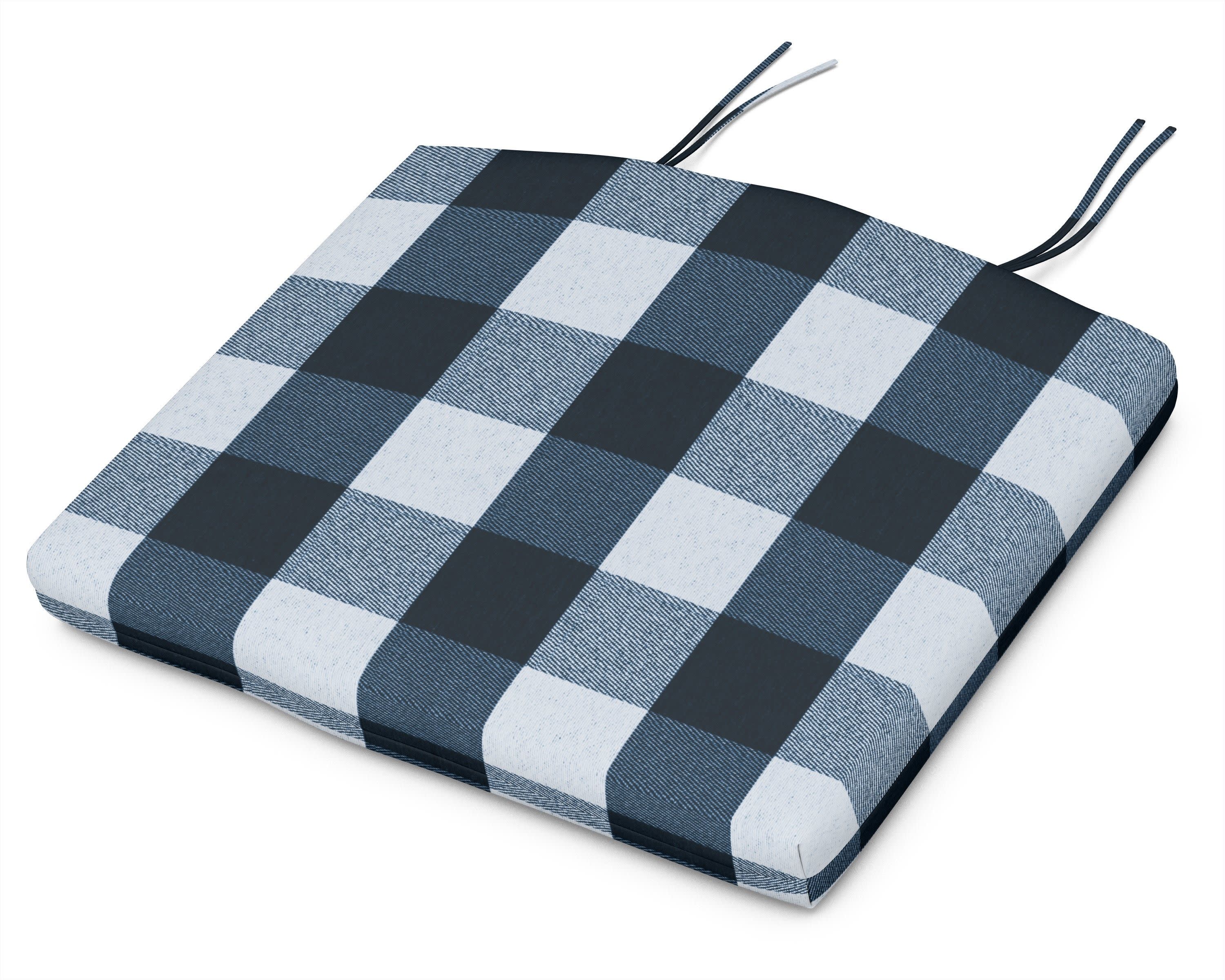 Standard Seat Cushion 18"D x 22"W x 2.5"H in Buffalo Plaid Marine Indigo