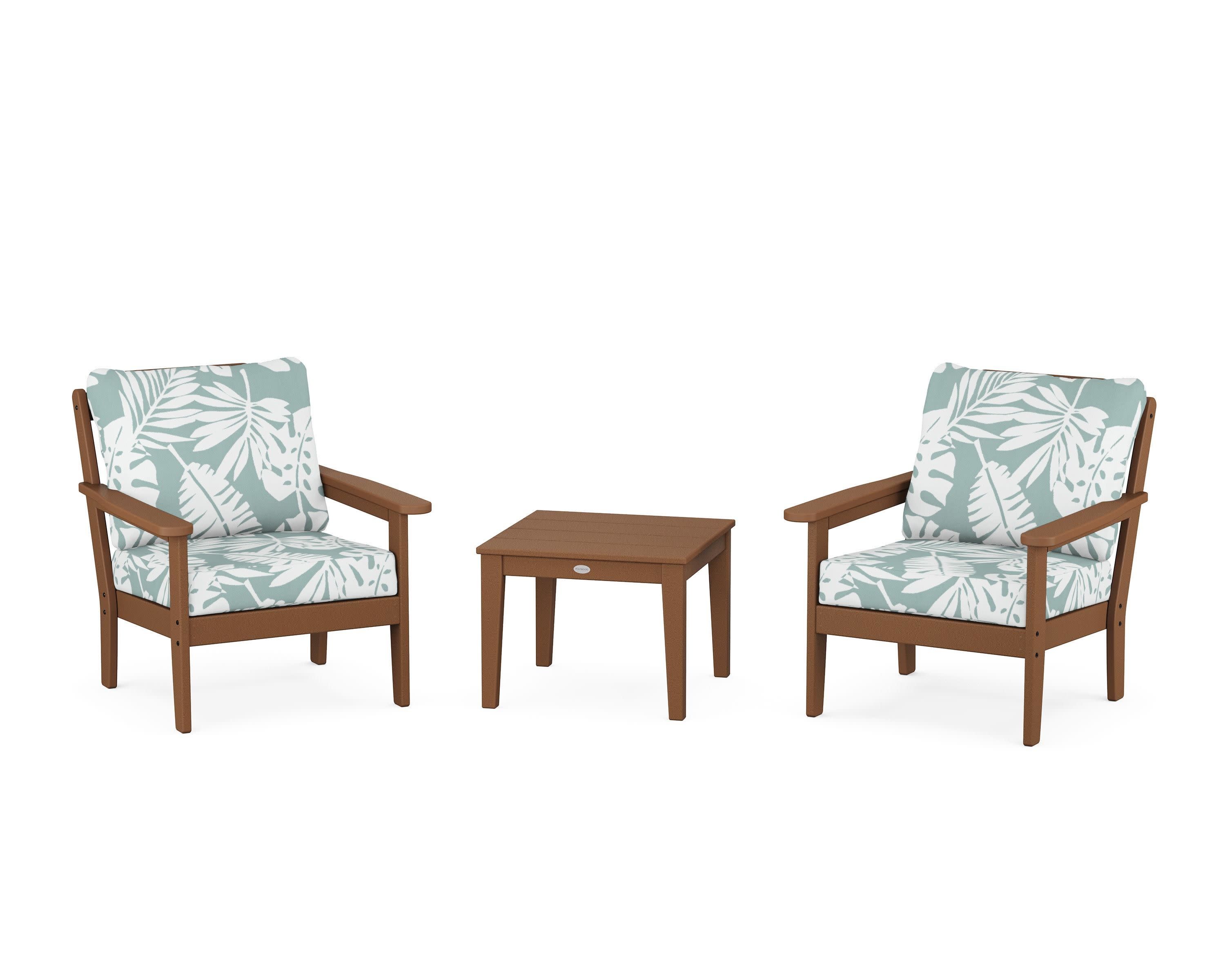 Cottage 3-Piece Deep Seating Set in Teak / Leaf Glacier Spa