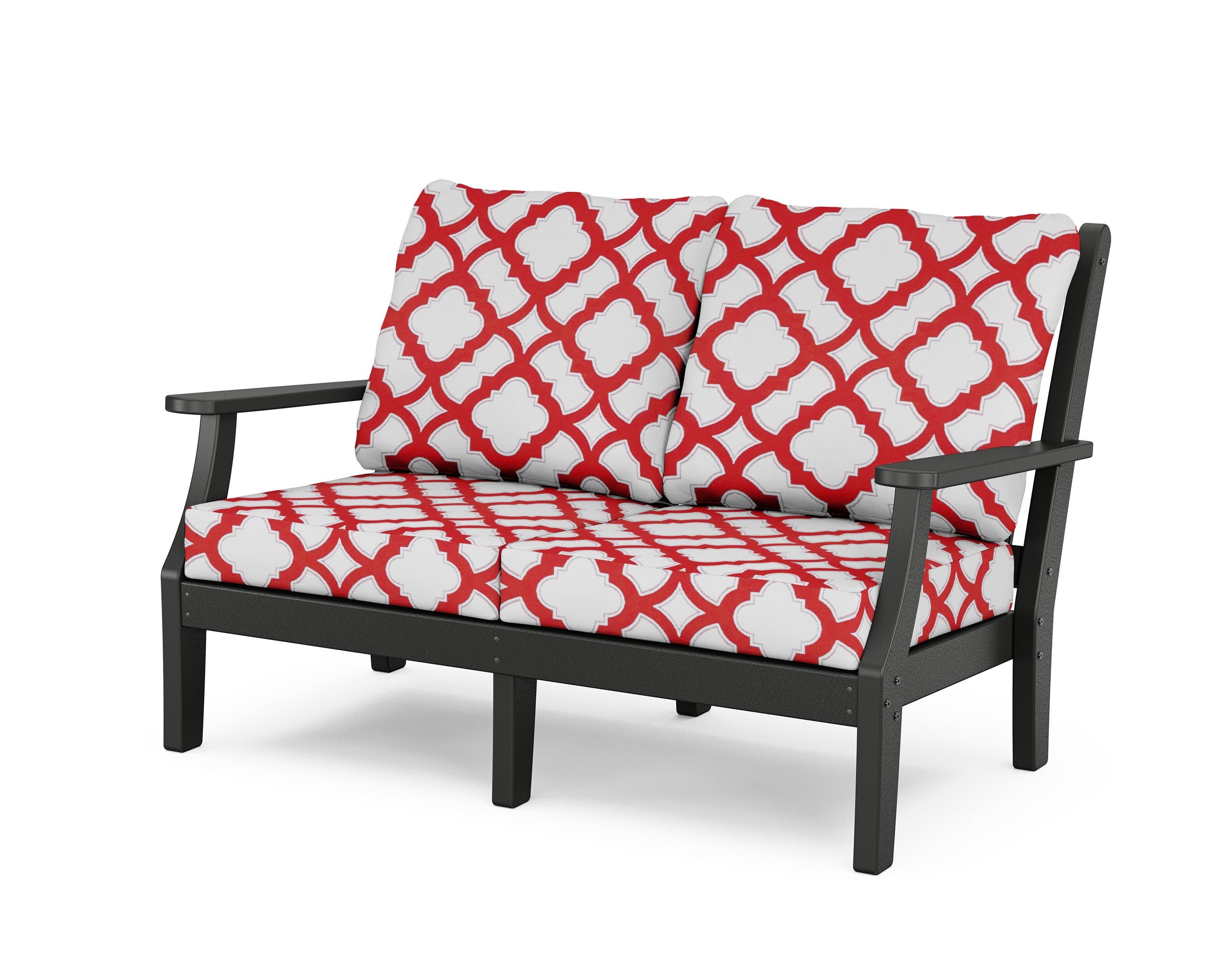 Wovendale Deep Seating Loveseat in Black / Trellis Crimson