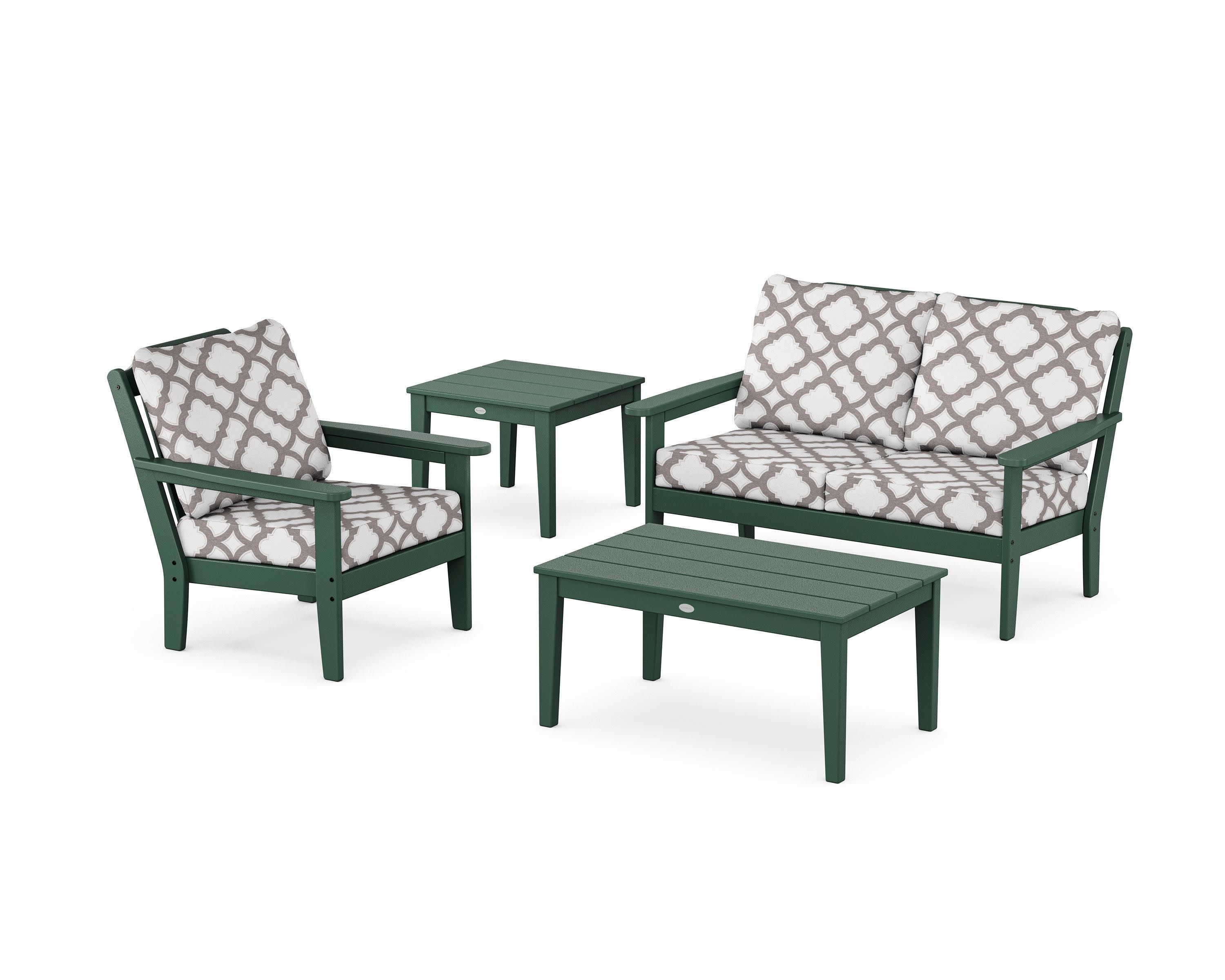 Wovendale 4-Piece Deep Seating Set in Green / Trellis Grey Mist