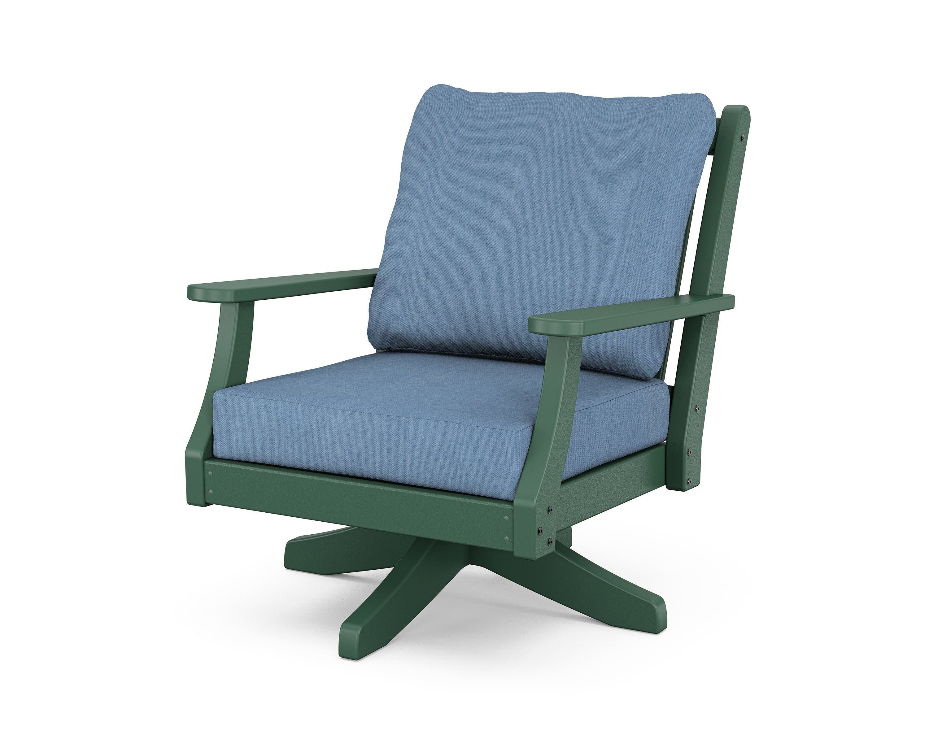 Wovendale Deep Seating Swivel Chair in Green / Sky Blue