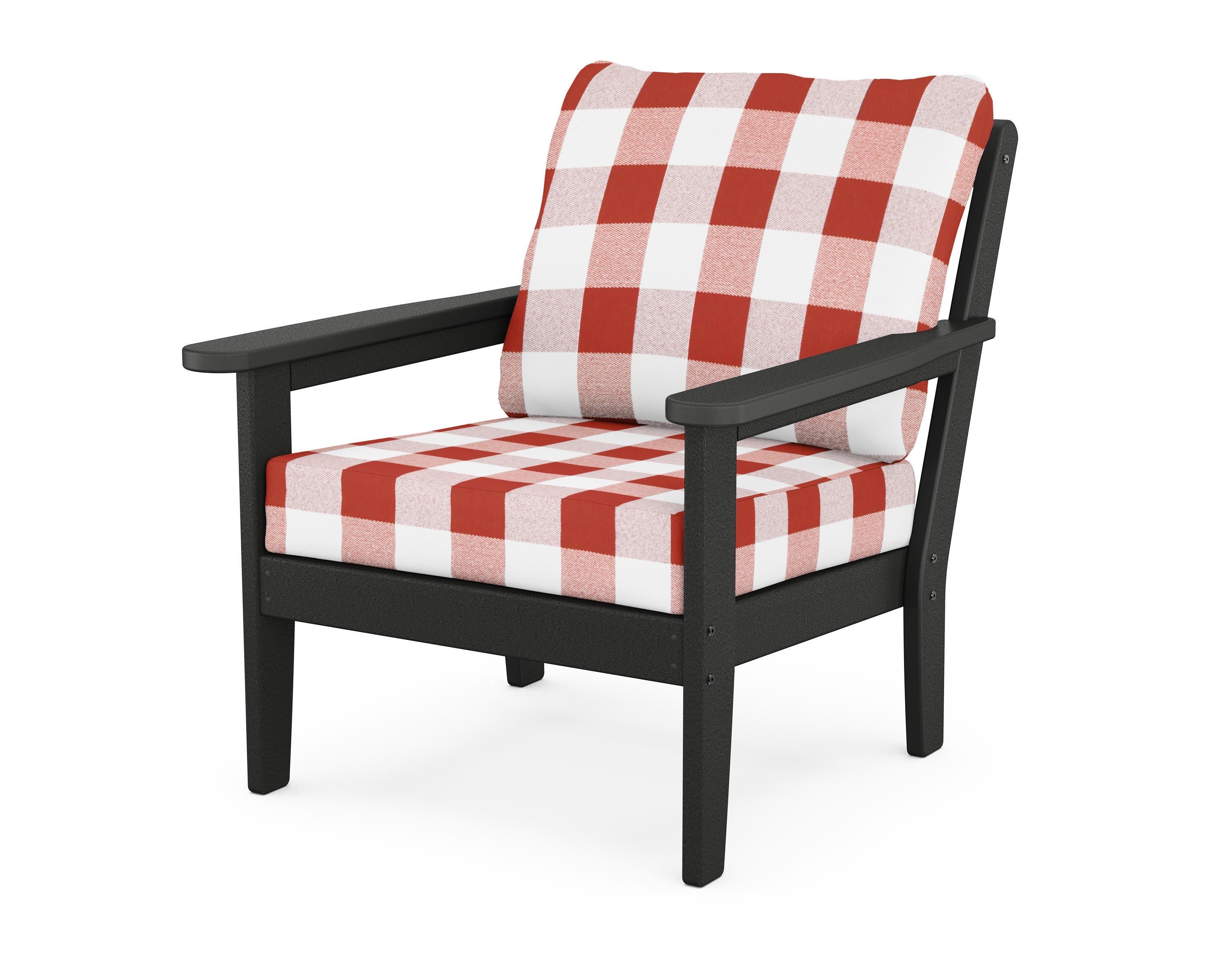 Cottage Deep Seating Chair in Black / Buffalo Plaid Crimson