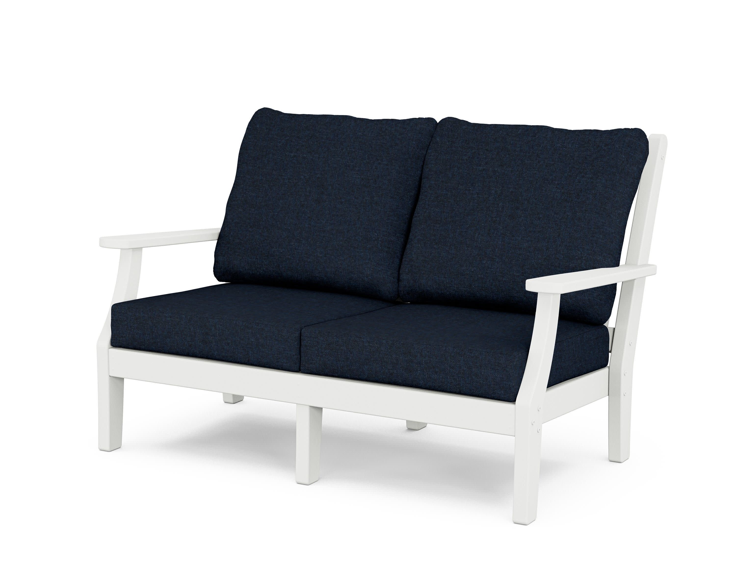Wovendale Deep Seating Loveseat in White / Marine Indigo
