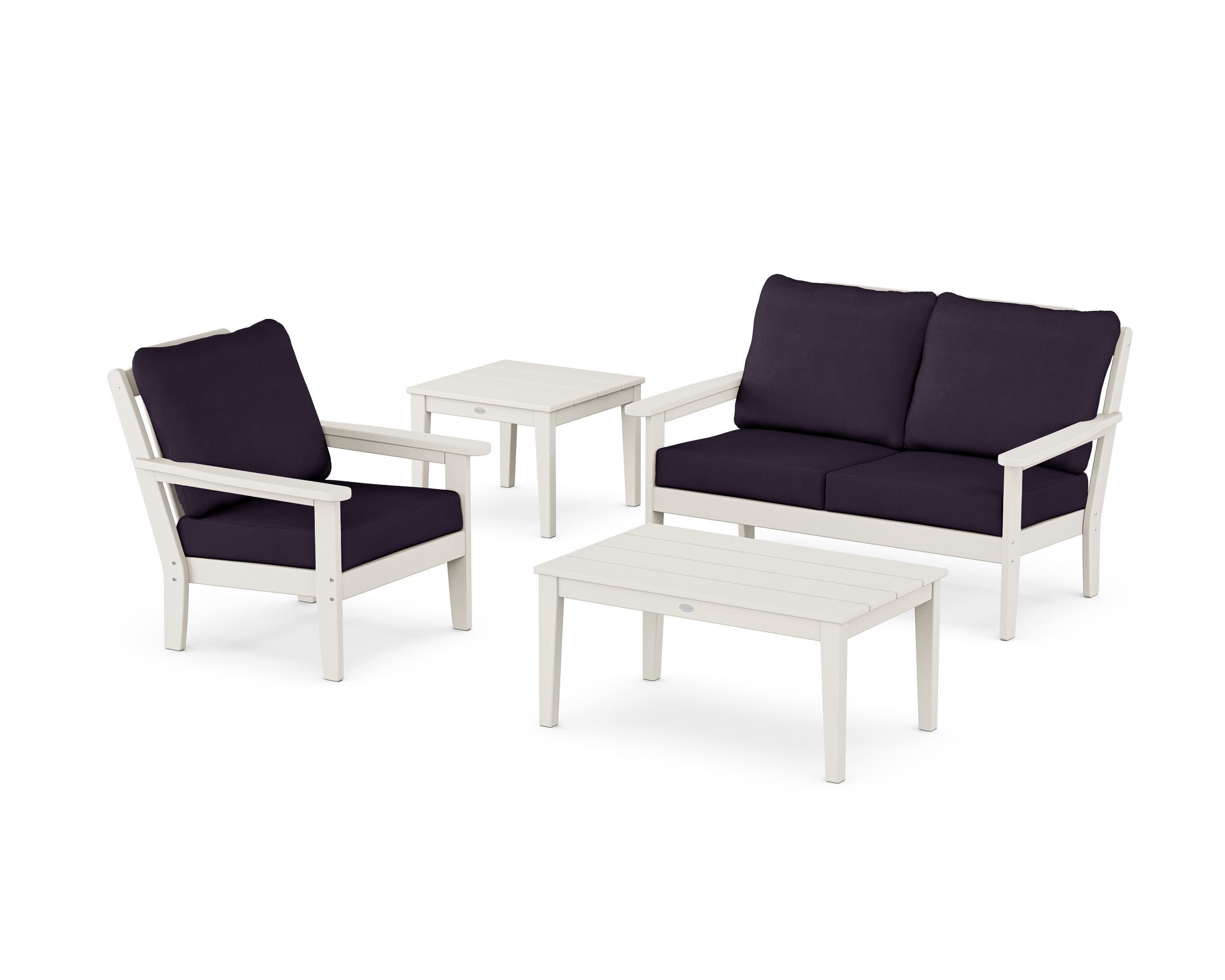 Wovendale 4-Piece Deep Seating Set in Sand / Navy Linen