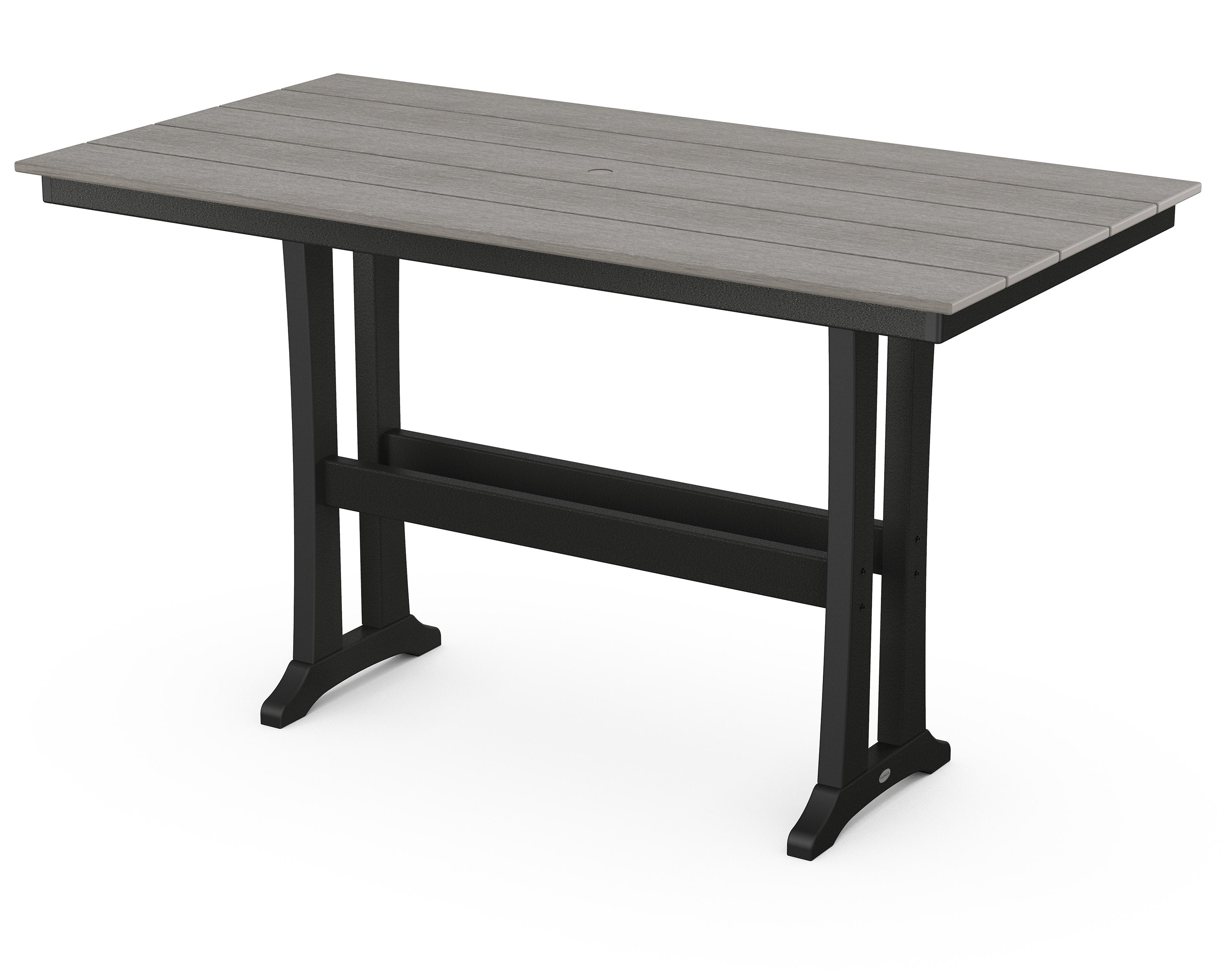 Farmhouse Trestle 37" x 72" Bar Table in Black / Driftwood
