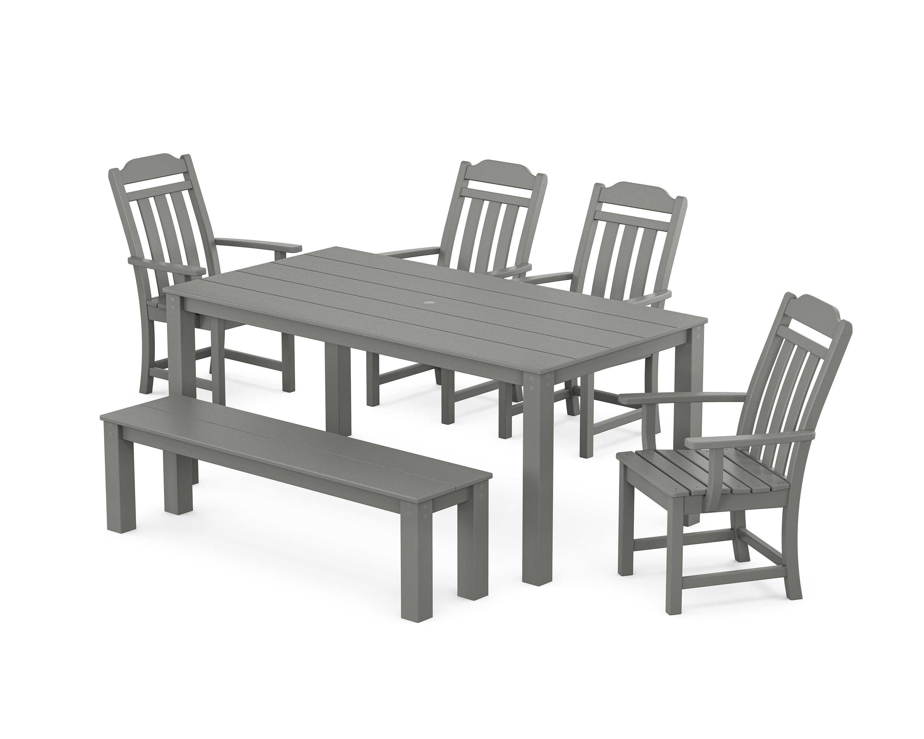 Cottage 6-Piece Parsons Dining Set with Bench in Slate Grey