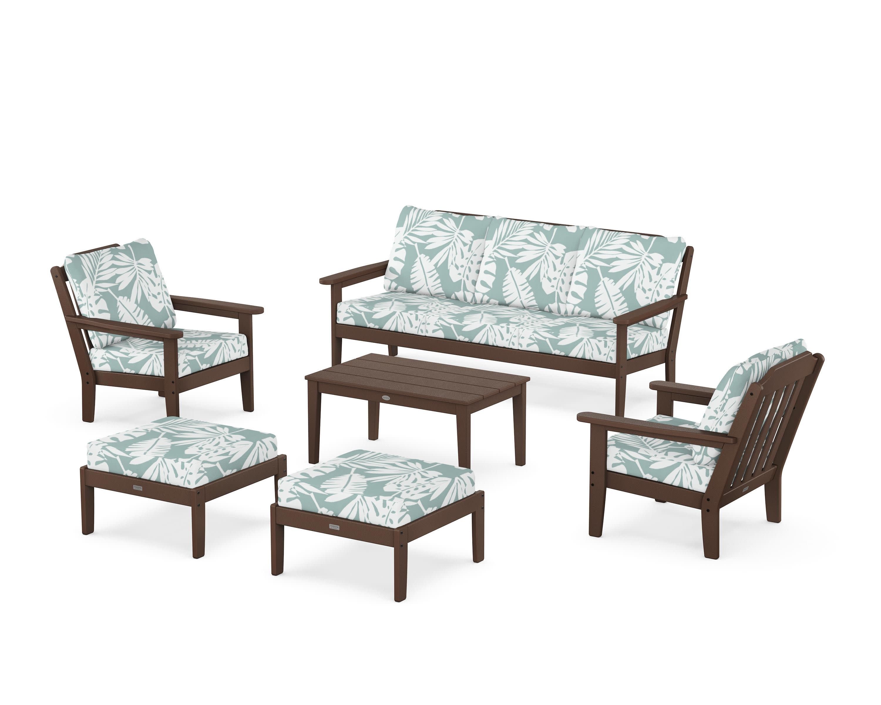 Cottage 6-Piece Lounge Sofa Set in Mahogany / Leaf Glacier Spa