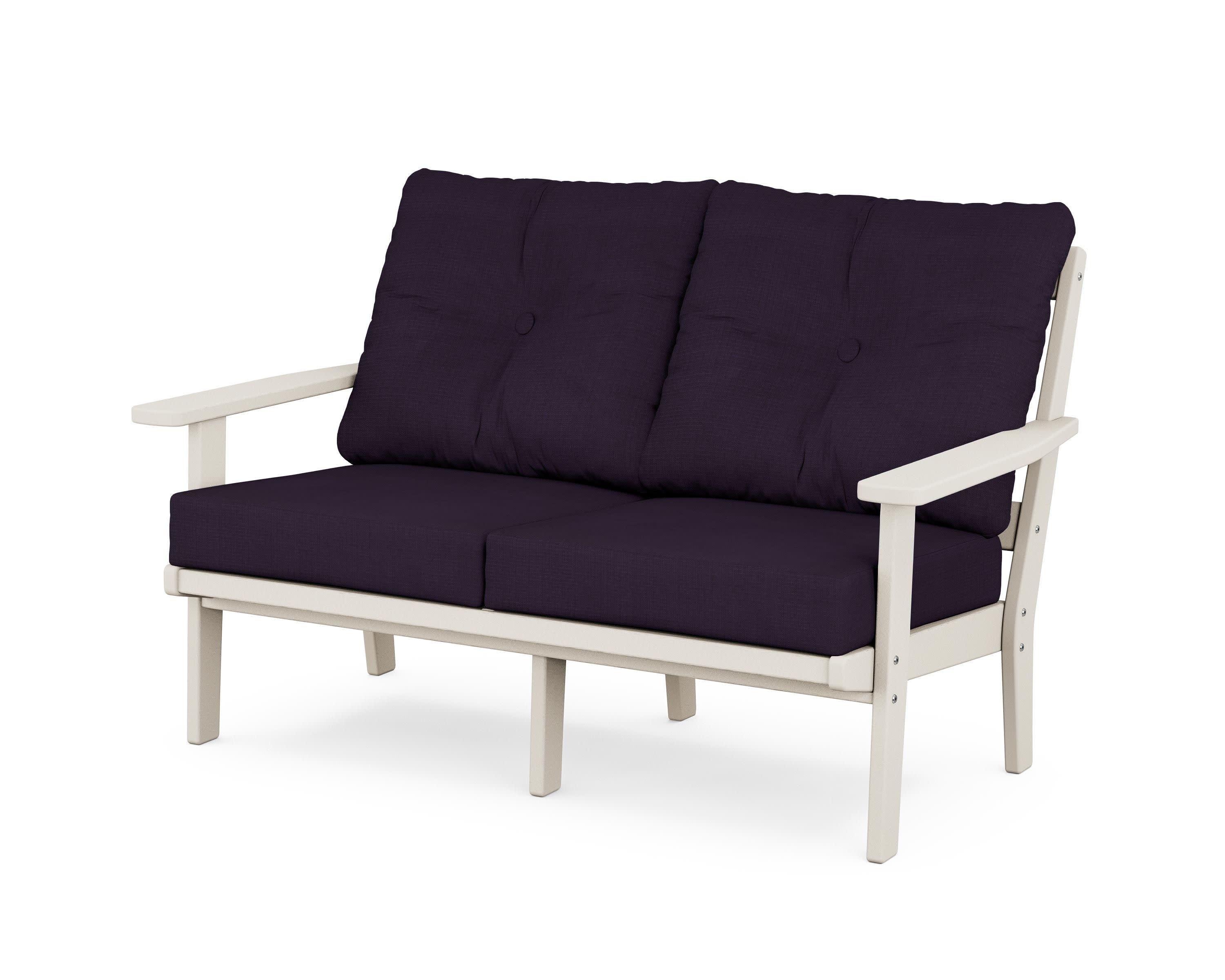 Prairie Deep SeatingLoveseat in Sand / Navy Linen