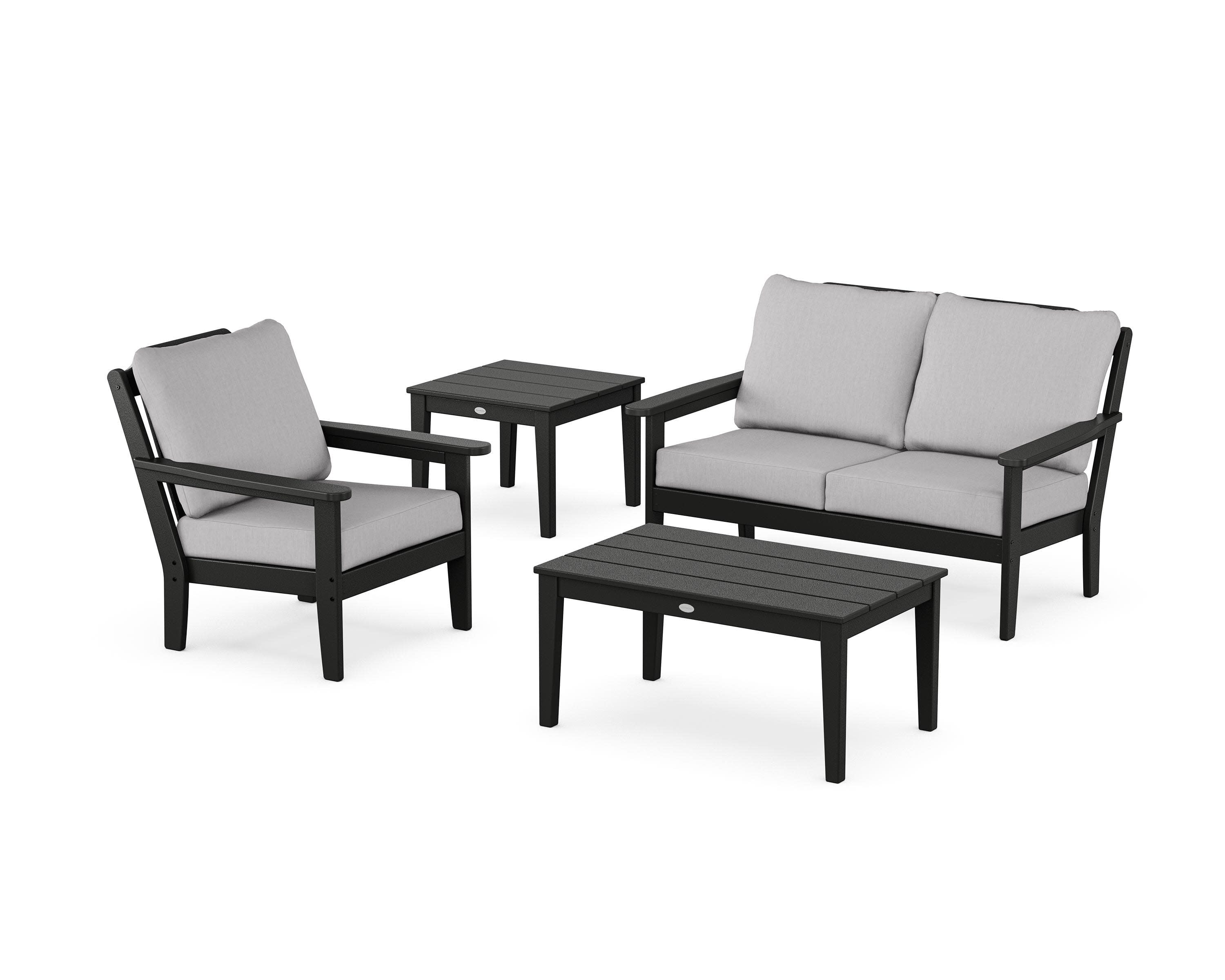 Wovendale 4-Piece Deep Seating Set in Black / Granite