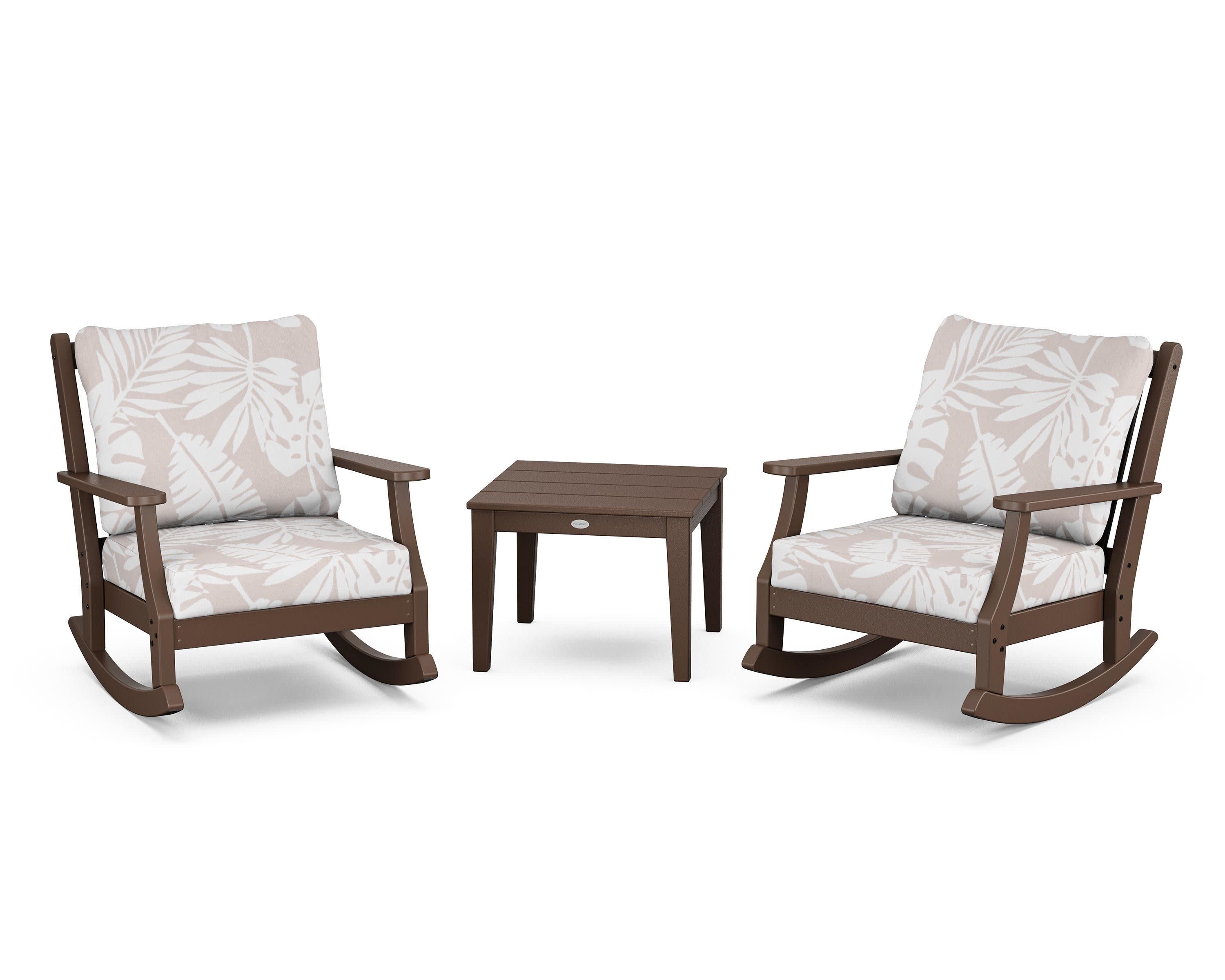 Wovendale 3-Piece Deep Seating Rocker Set in Mahogany / Leaf Dune Burlap