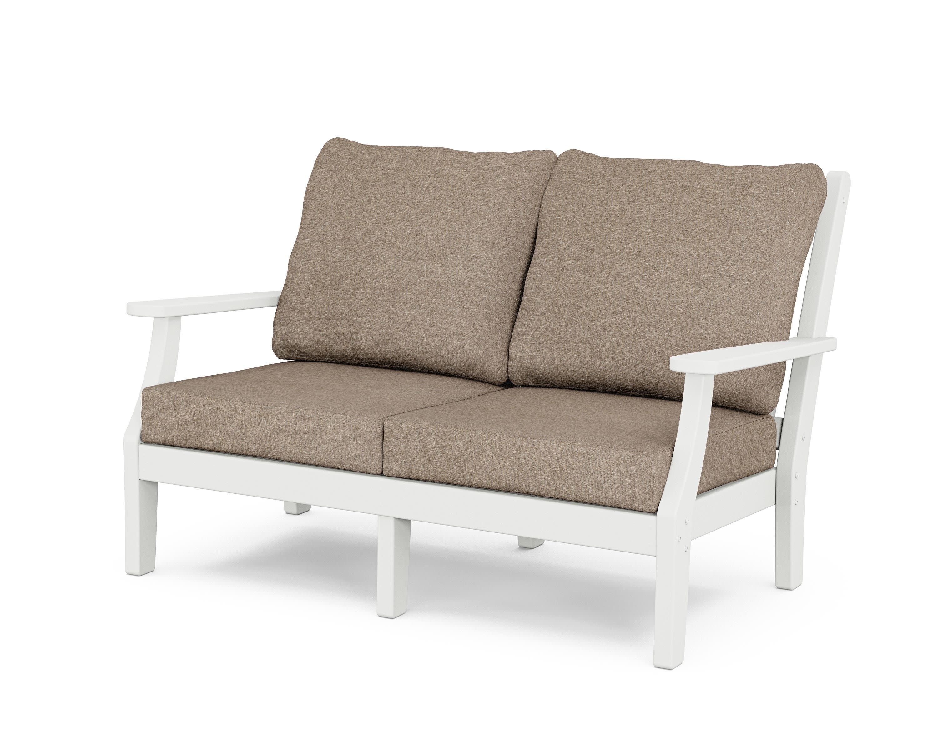 Wovendale Deep Seating Loveseat in White / Spiced Burlap