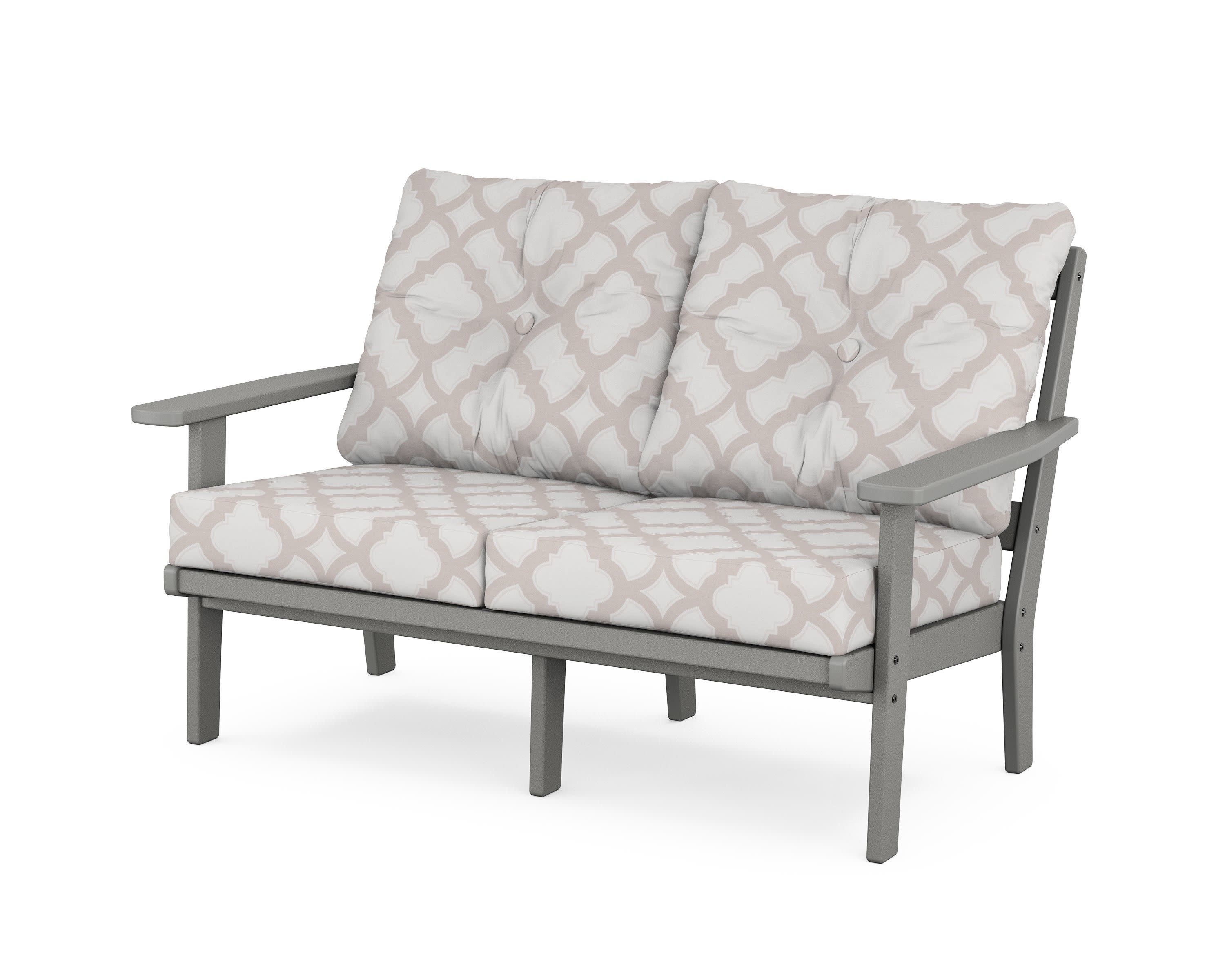 Prairie Deep SeatingLoveseat in Slate Grey / Trellis Dune Burlap