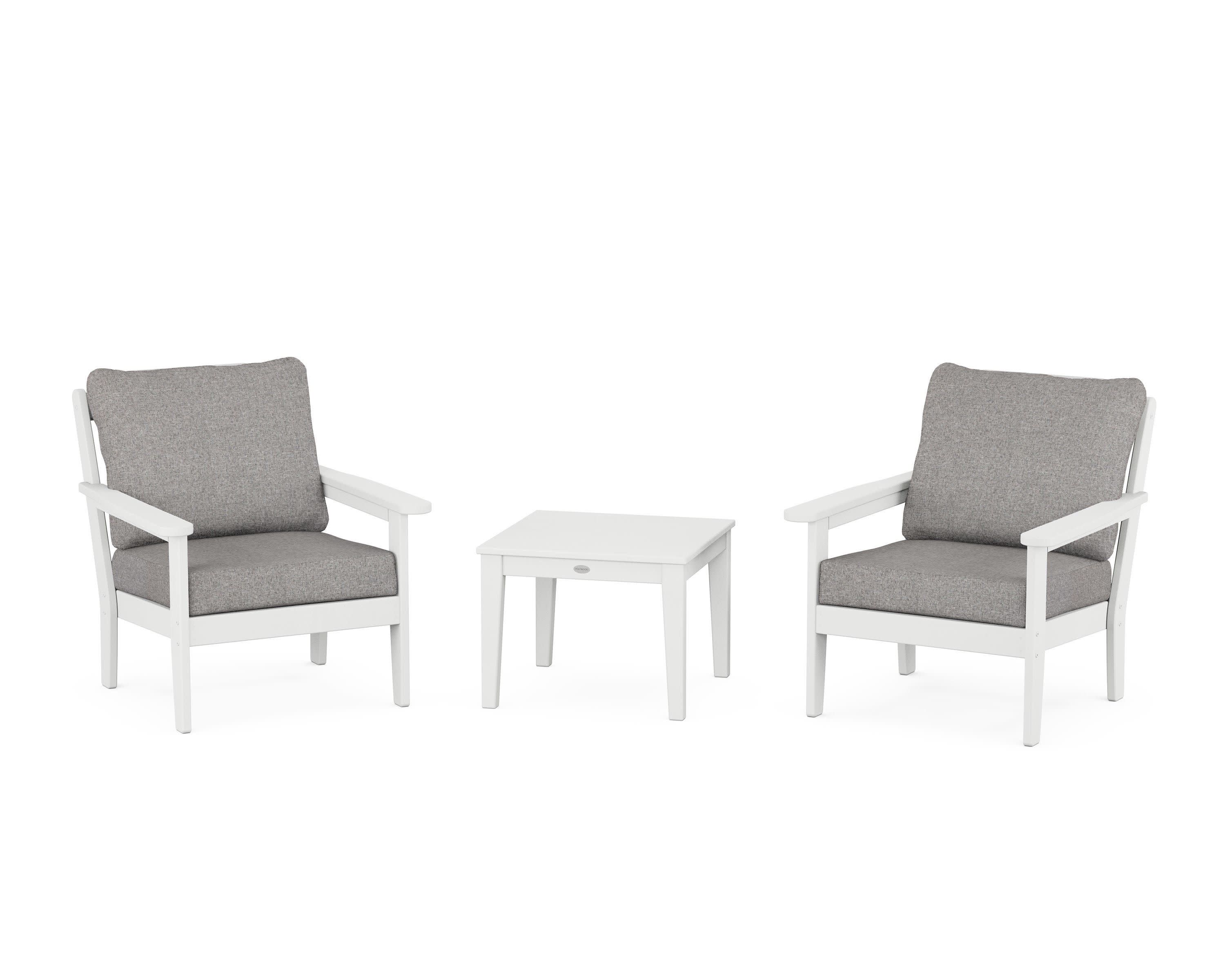 Cottage 3-Piece Deep Seating Set in White / Grey Mist
