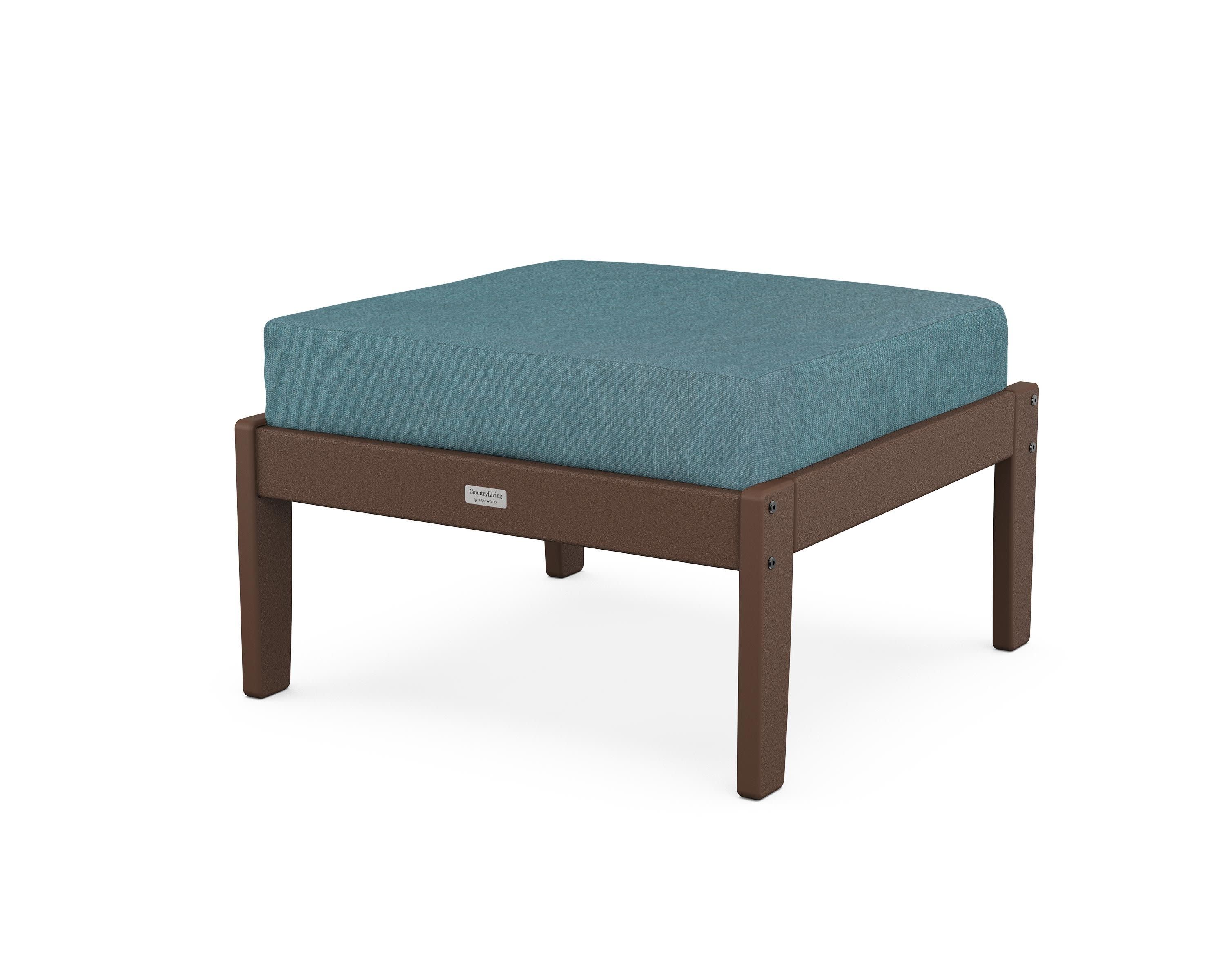 Cottage Deep Seating Ottoman in Mahogany / Ocean Teal