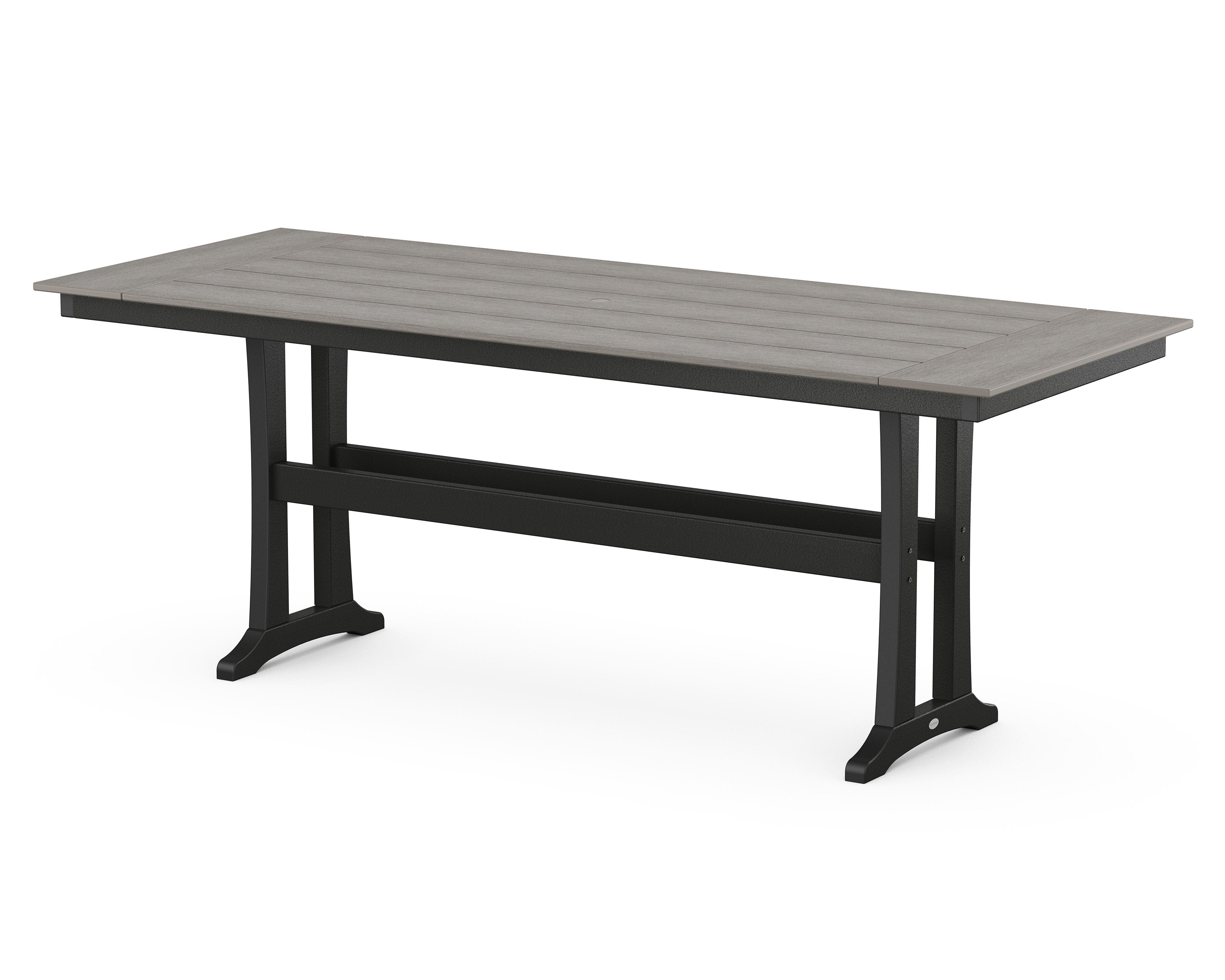 Farmhouse Trestle 38" x 96" Counter Table in Black / Driftwood