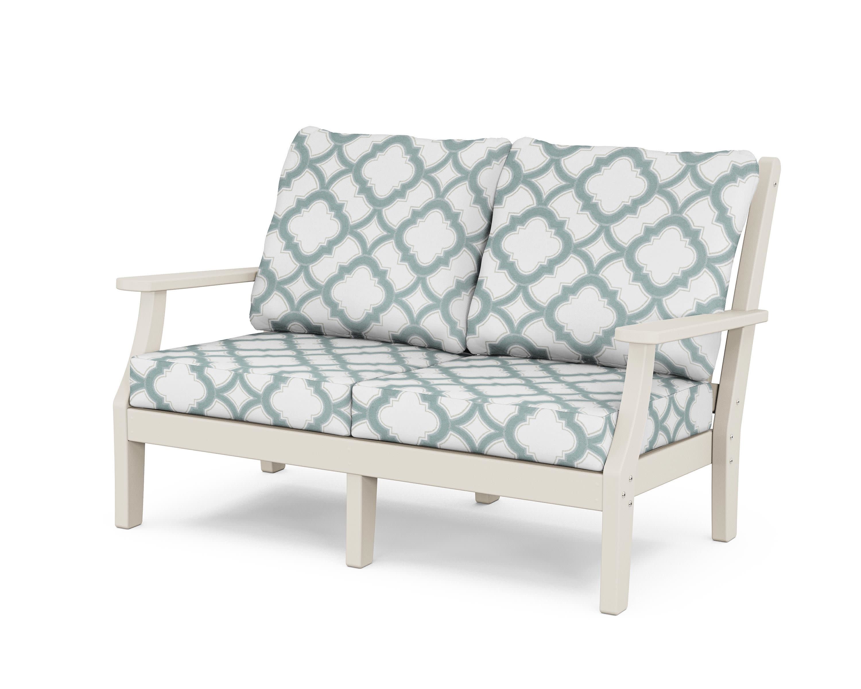 Wovendale Deep Seating Loveseat in Sand / Trellis Glacier Spa