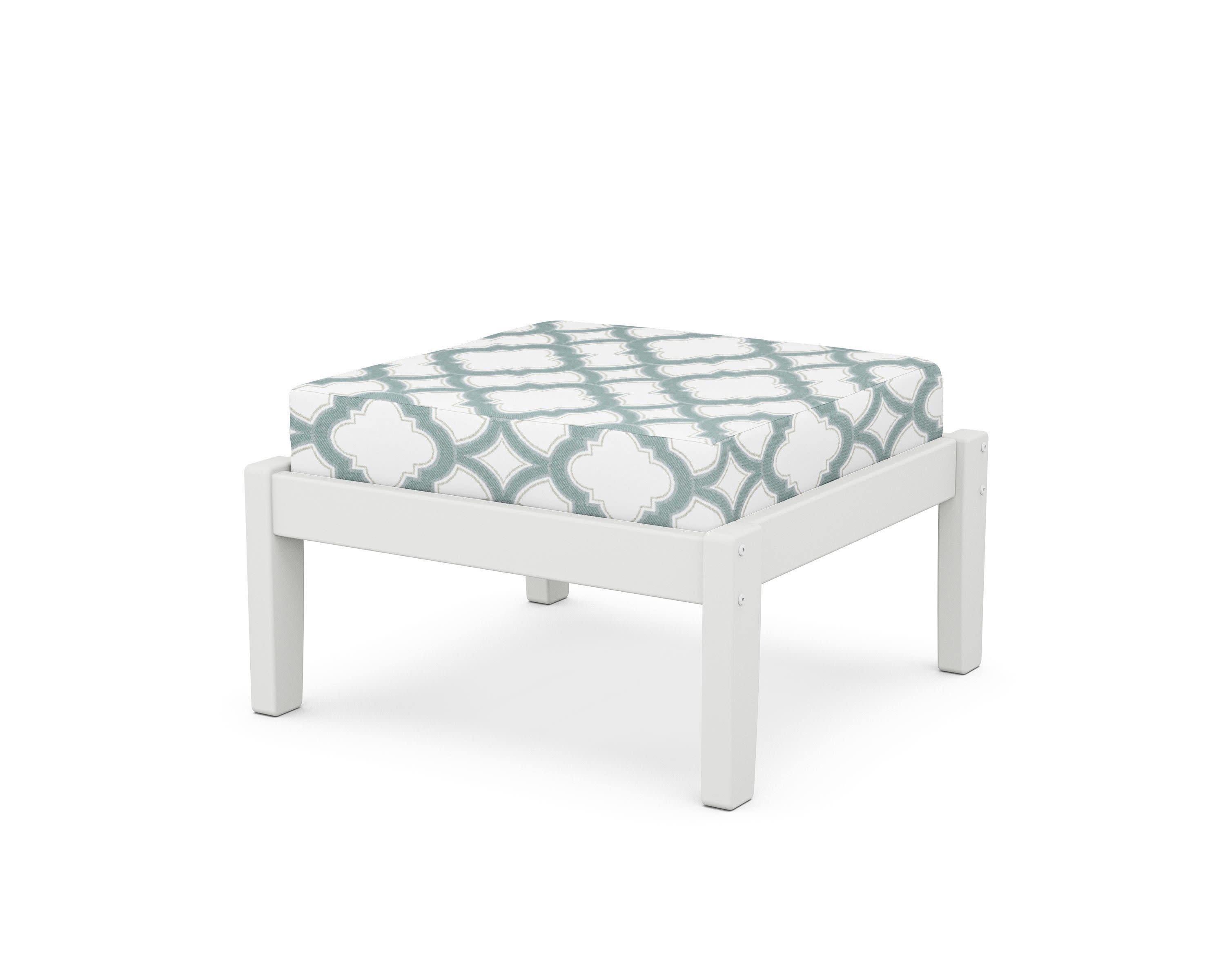Deep Seating Ottoman in White / Trellis Glacier Spa