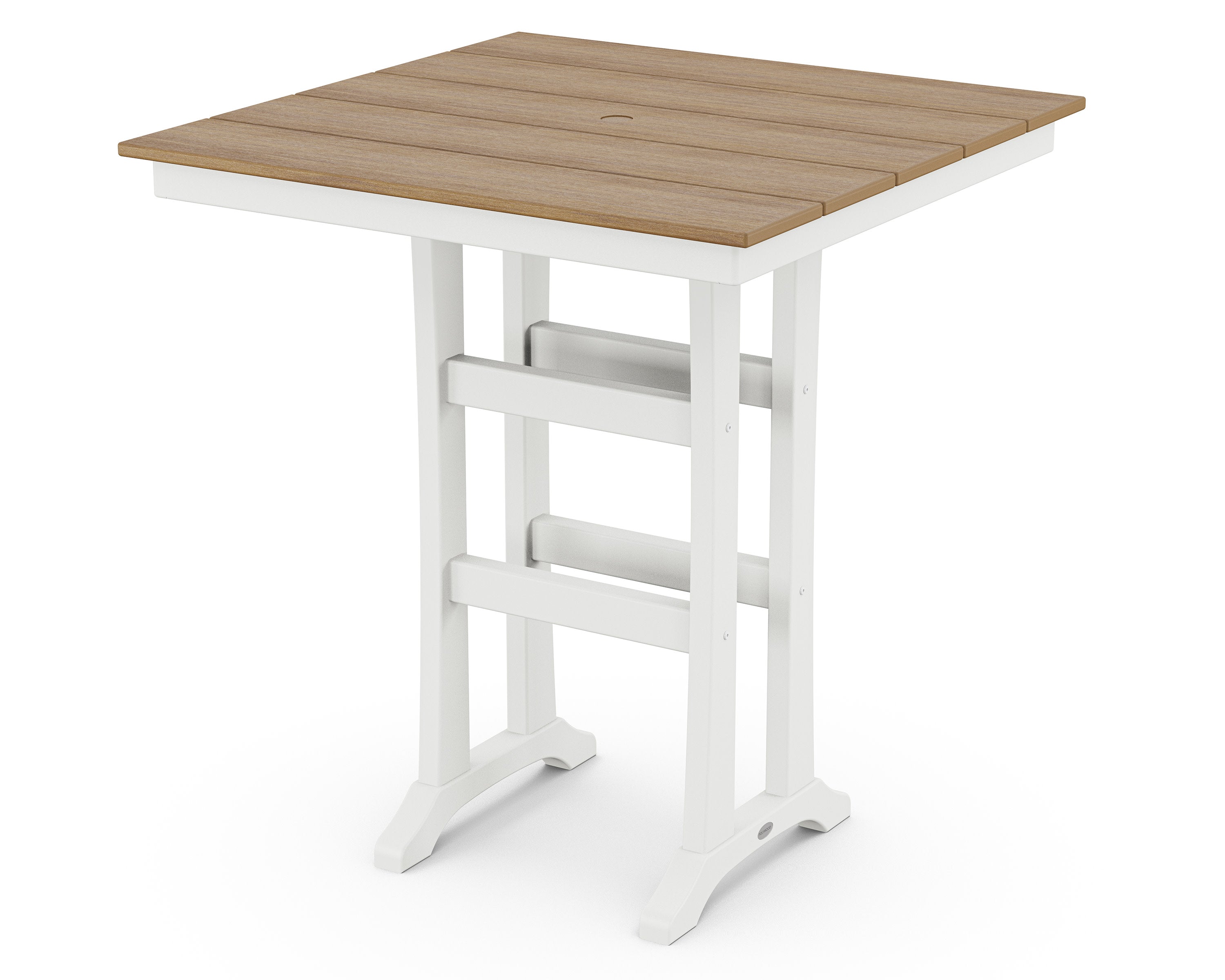 Farmhouse Trestle 37" Bar Table in White / Natural