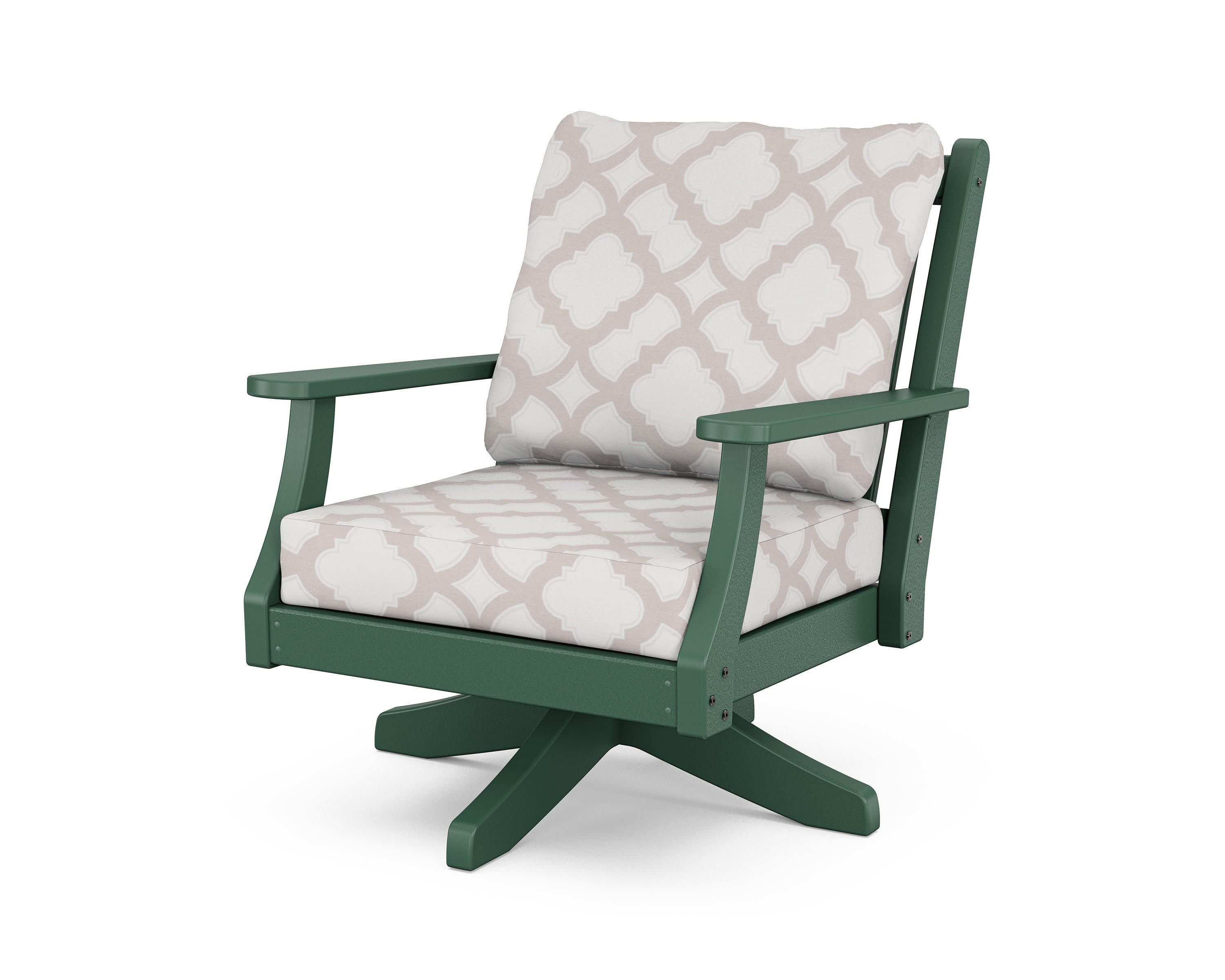 Wovendale Deep Seating Swivel Chair in Green / Trellis Dune Burlap