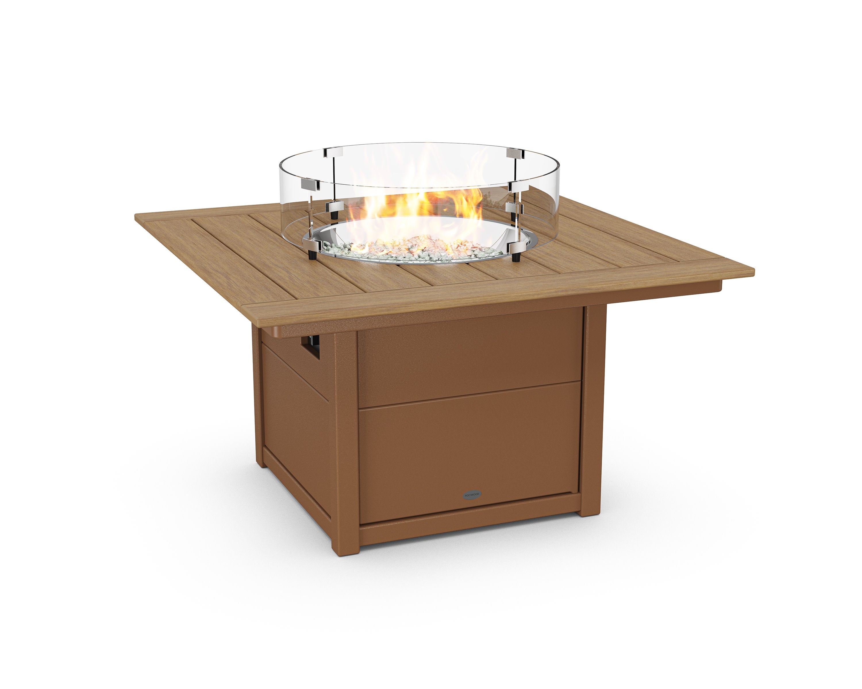Square 42" Fire Pit Table in Teak / Natural