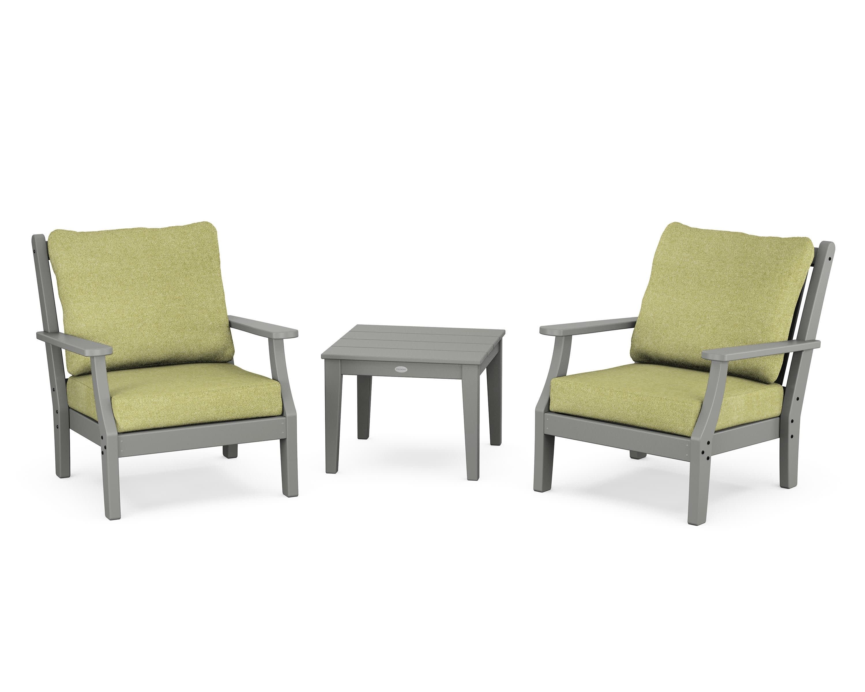 Wovendale 3-Piece Deep Seating Set in Slate Grey / Chartreuse Boucle