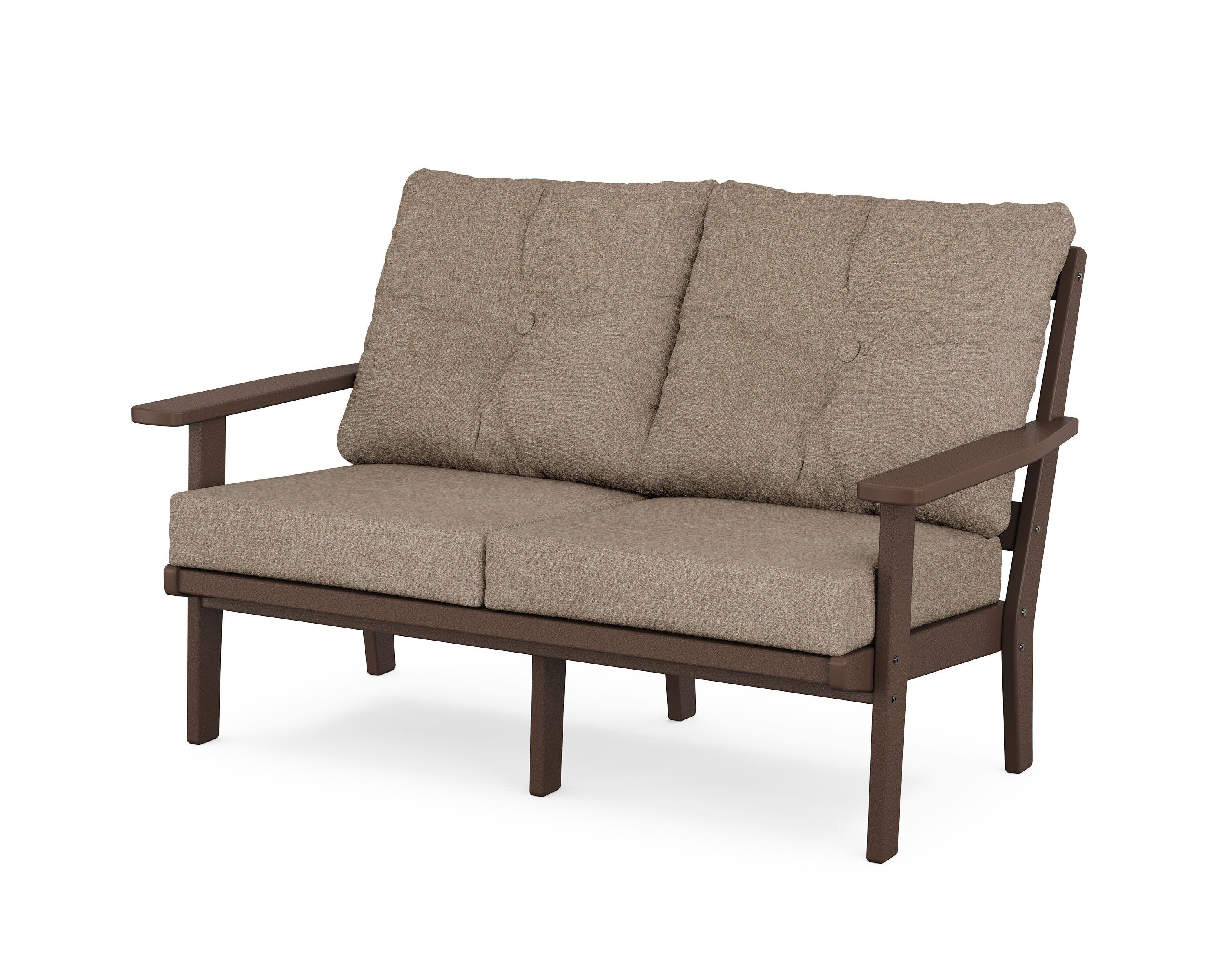 Prairie Deep SeatingLoveseat in Mahogany / Spiced Burlap
