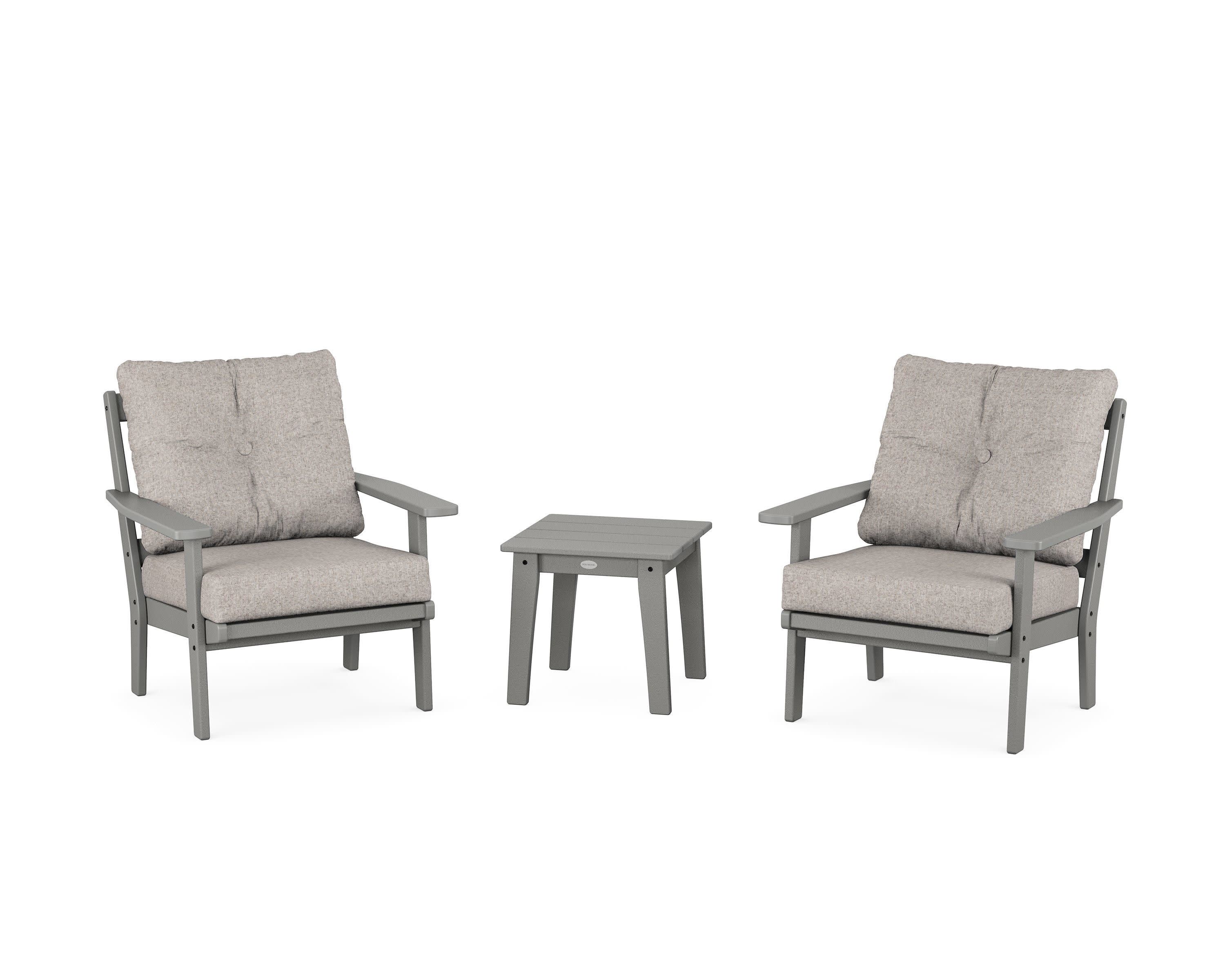 Prairie 3-Piece Deep Seating Set in Slate Grey / Weathered Tweed