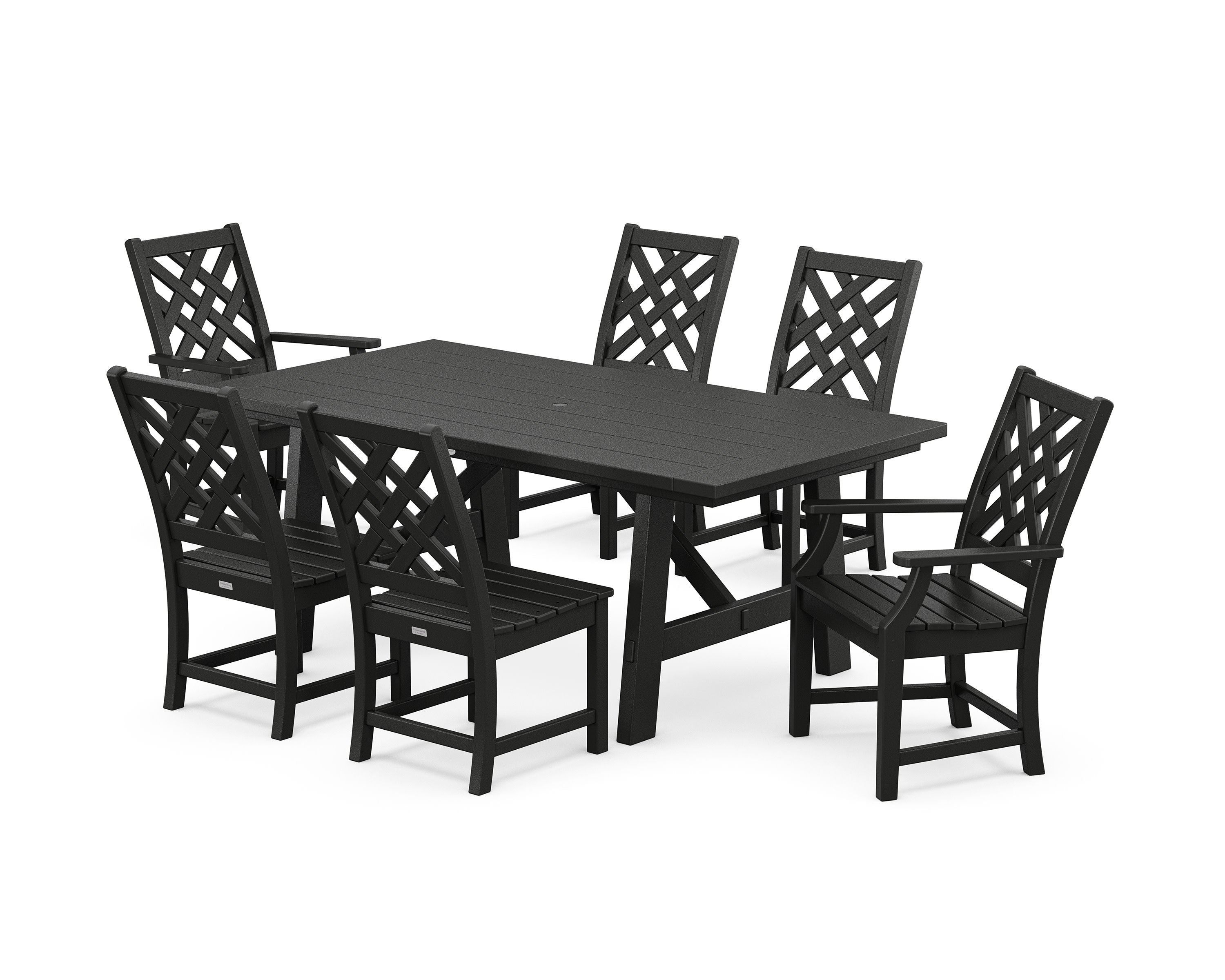 Wovendale 7-Piece Rustic Farmhouse Dining Set in Black