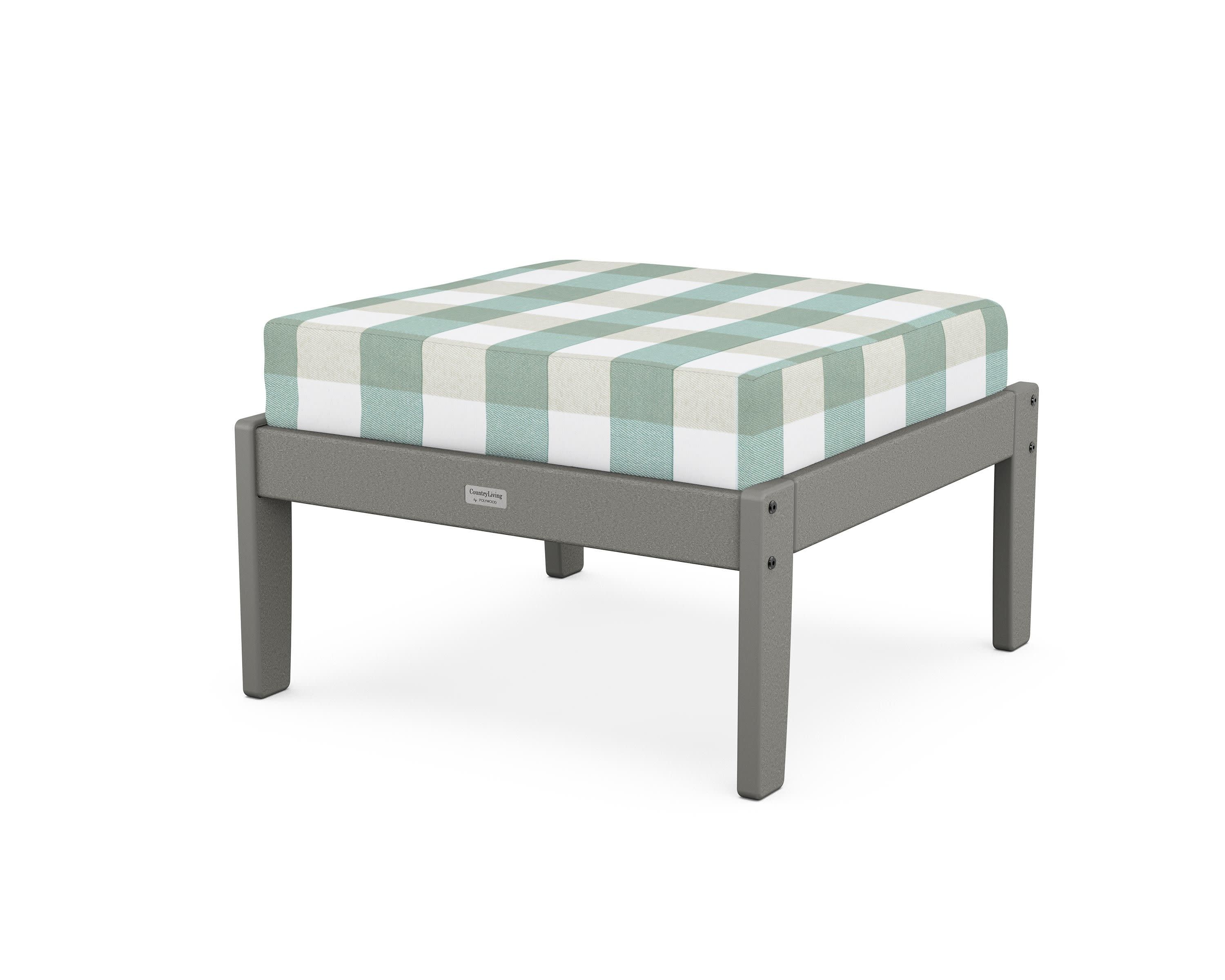 Cottage Deep Seating Ottoman in Slate Grey / Buffalo Plaid Glacier Spa