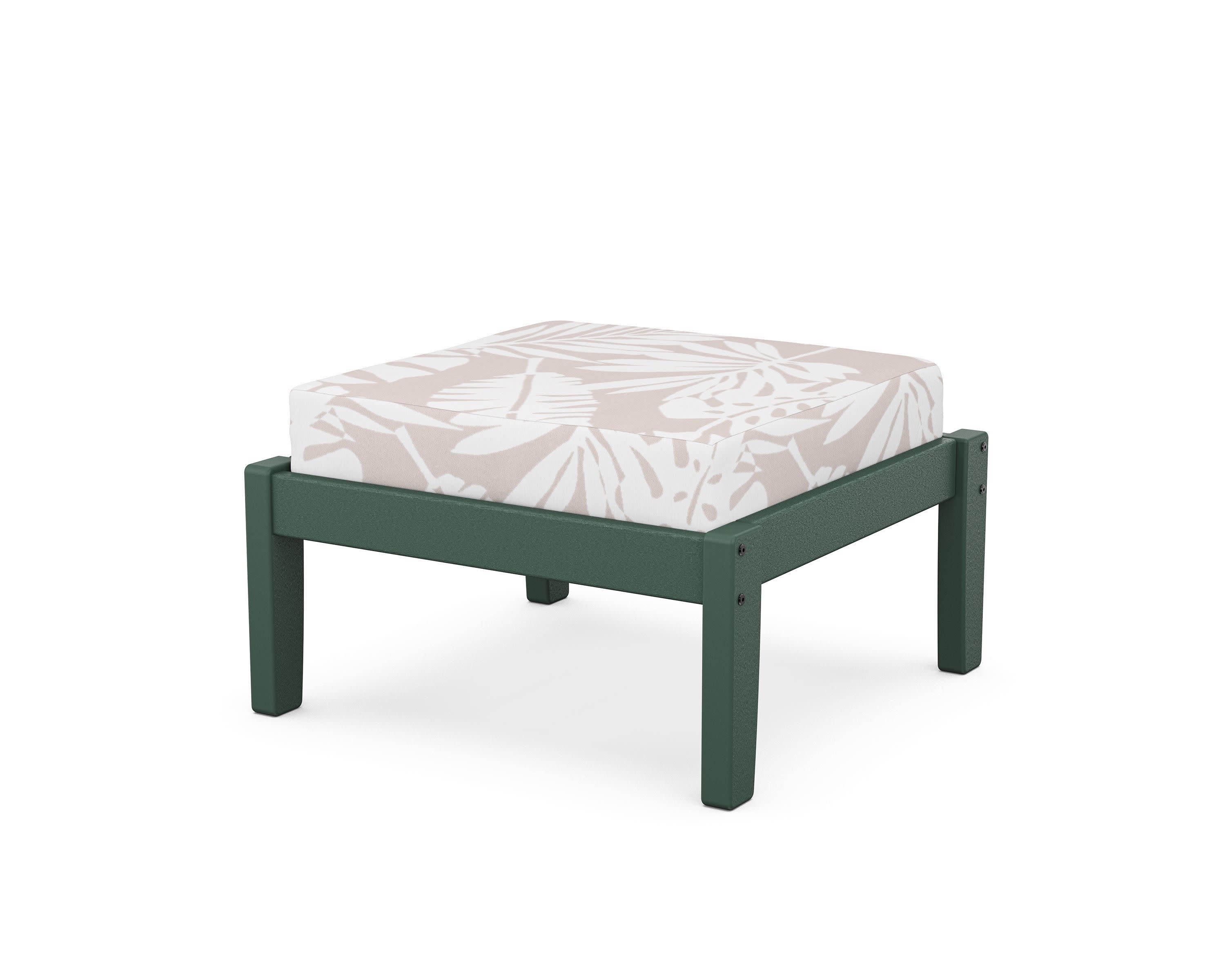 Deep Seating Ottoman in Green / Leaf Dune Burlap