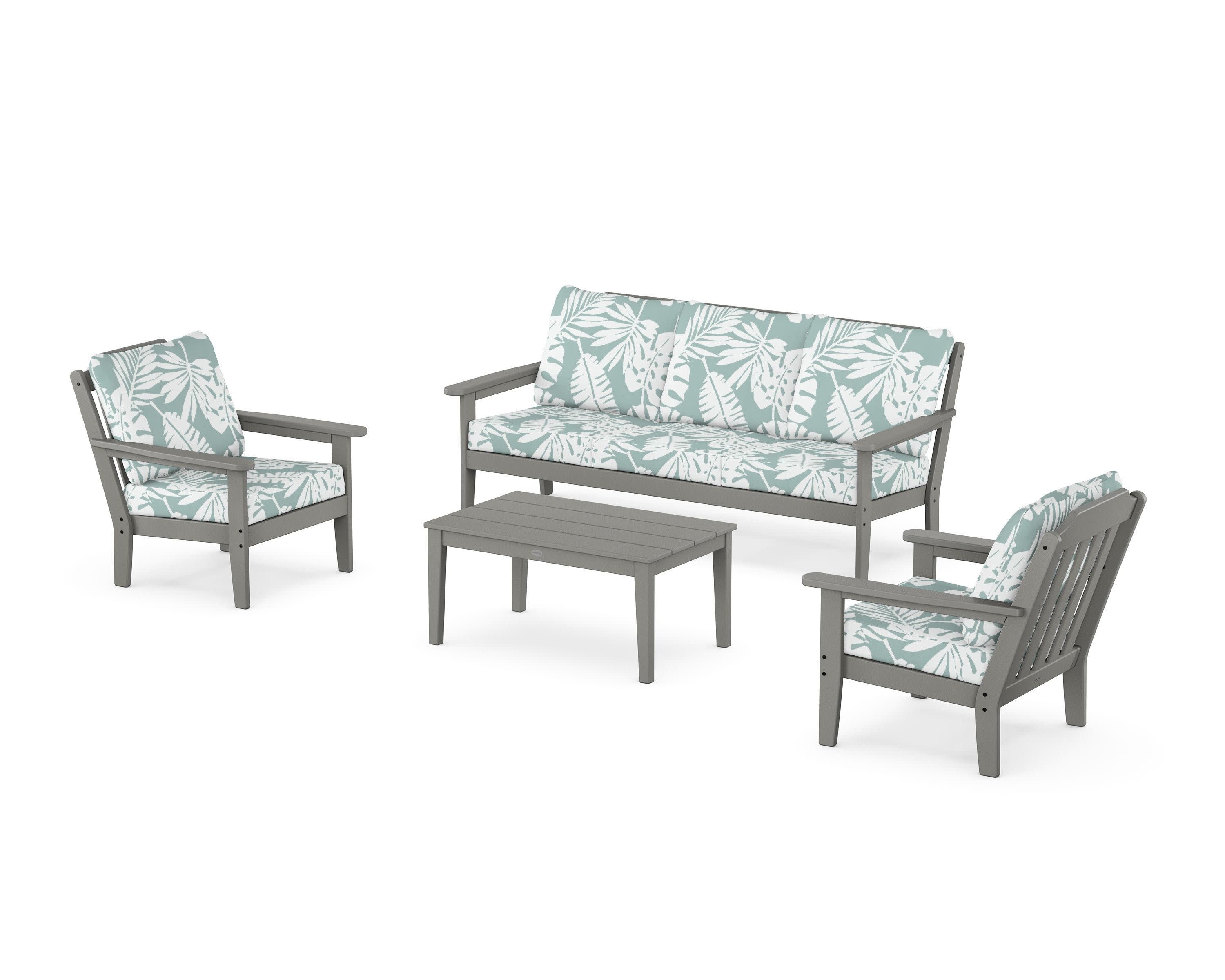 Cottage 4-Piece Deep Seating Set with Sofa in Slate Grey / Leaf Glacier Spa