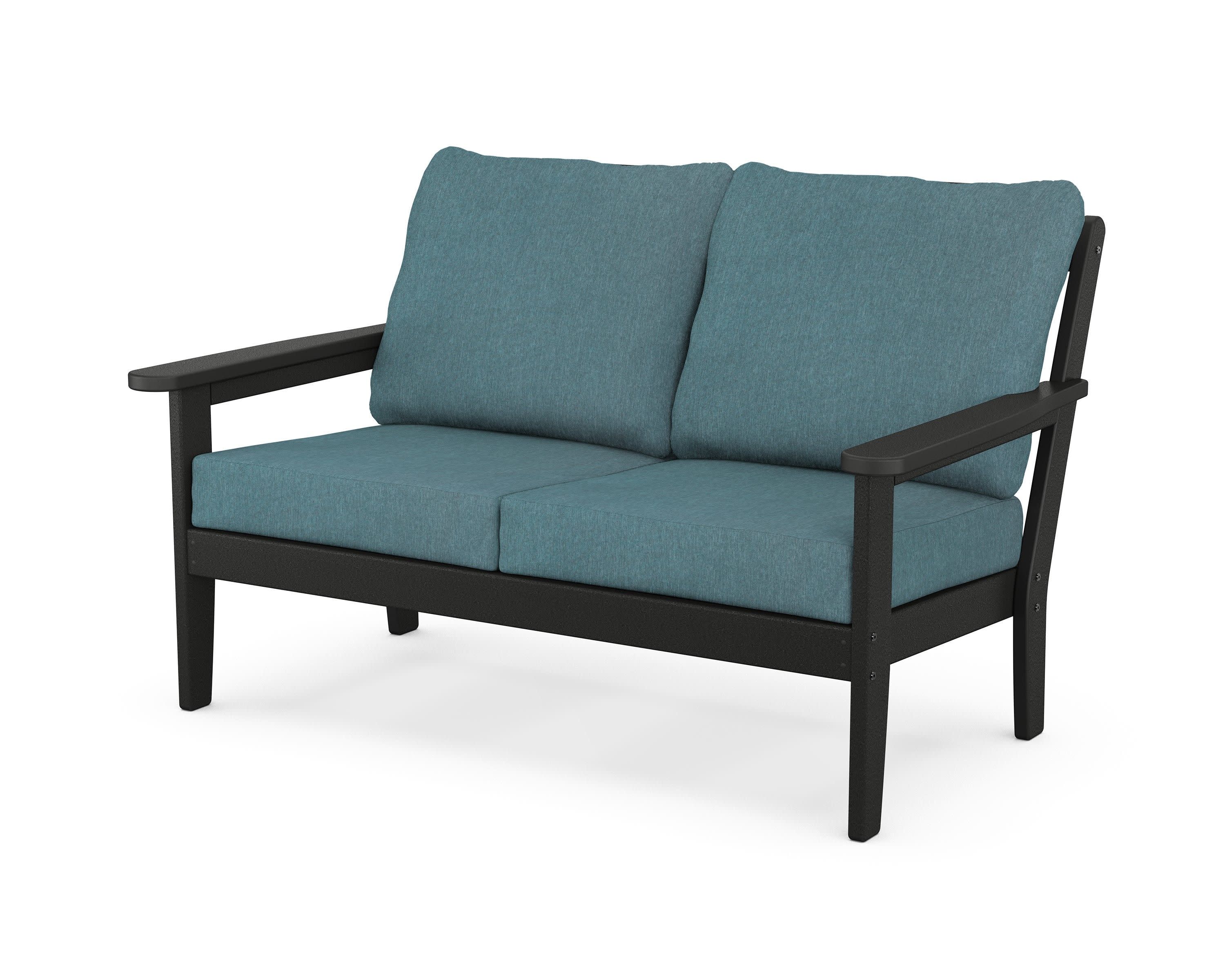 Cottage Deep Seating Loveseat in Black / Ocean Teal