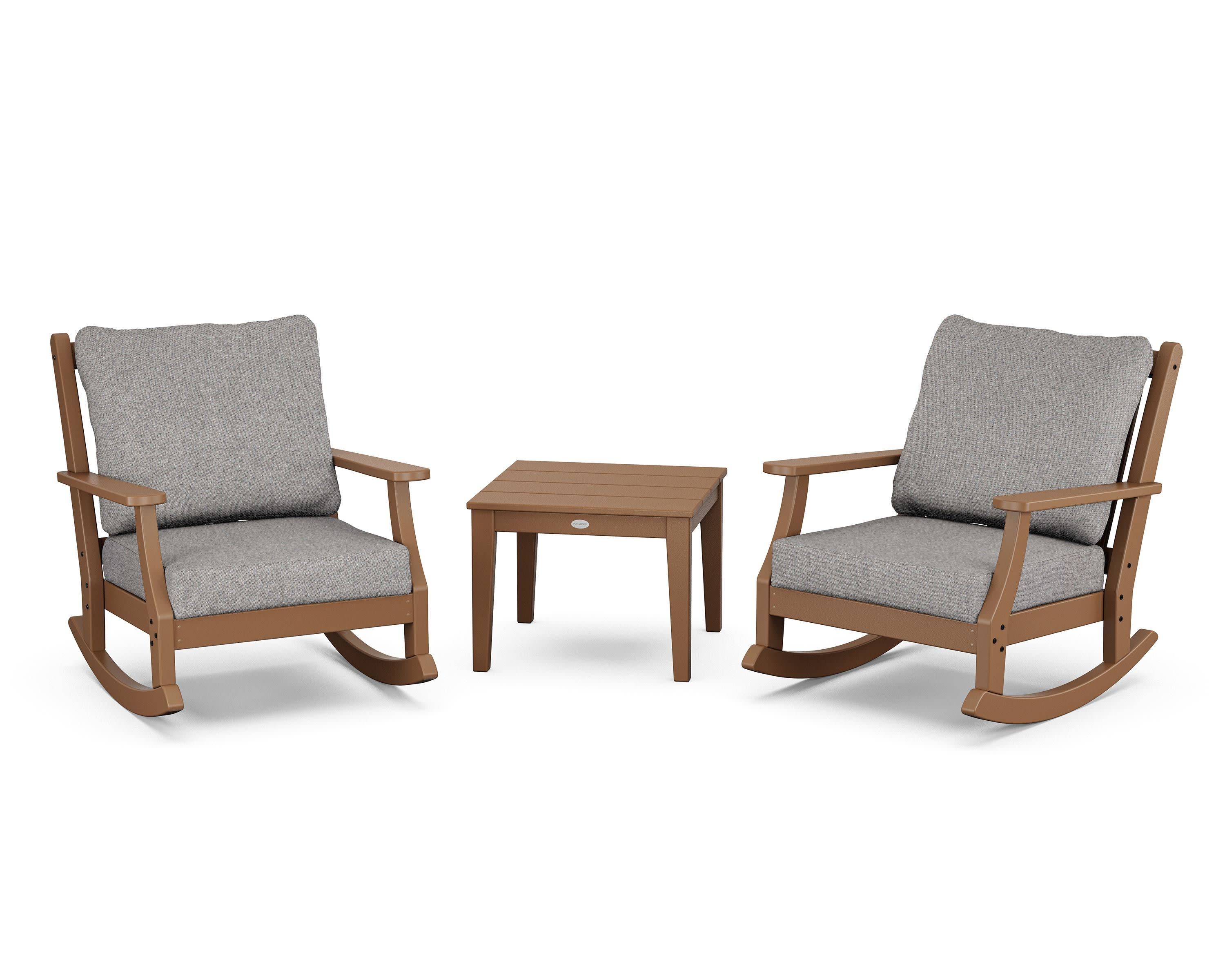 Wovendale 3-Piece Deep Seating Rocker Set in Teak / Grey Mist