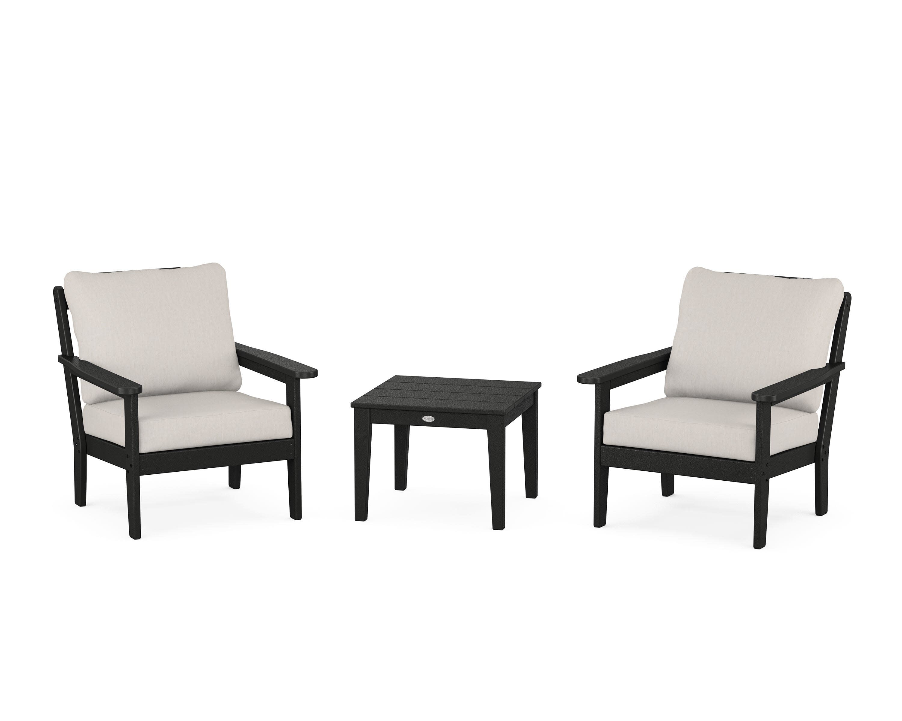 Cottage 3-Piece Deep Seating Set in Black / Cast Ash