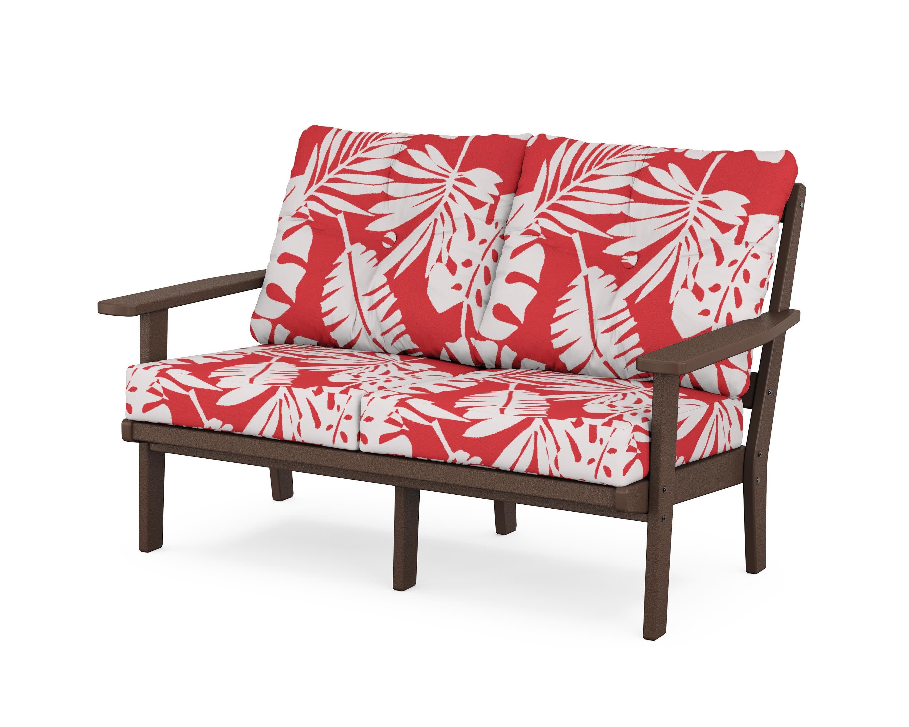 Prairie Deep SeatingLoveseat in Mahogany / Leaf Crimson