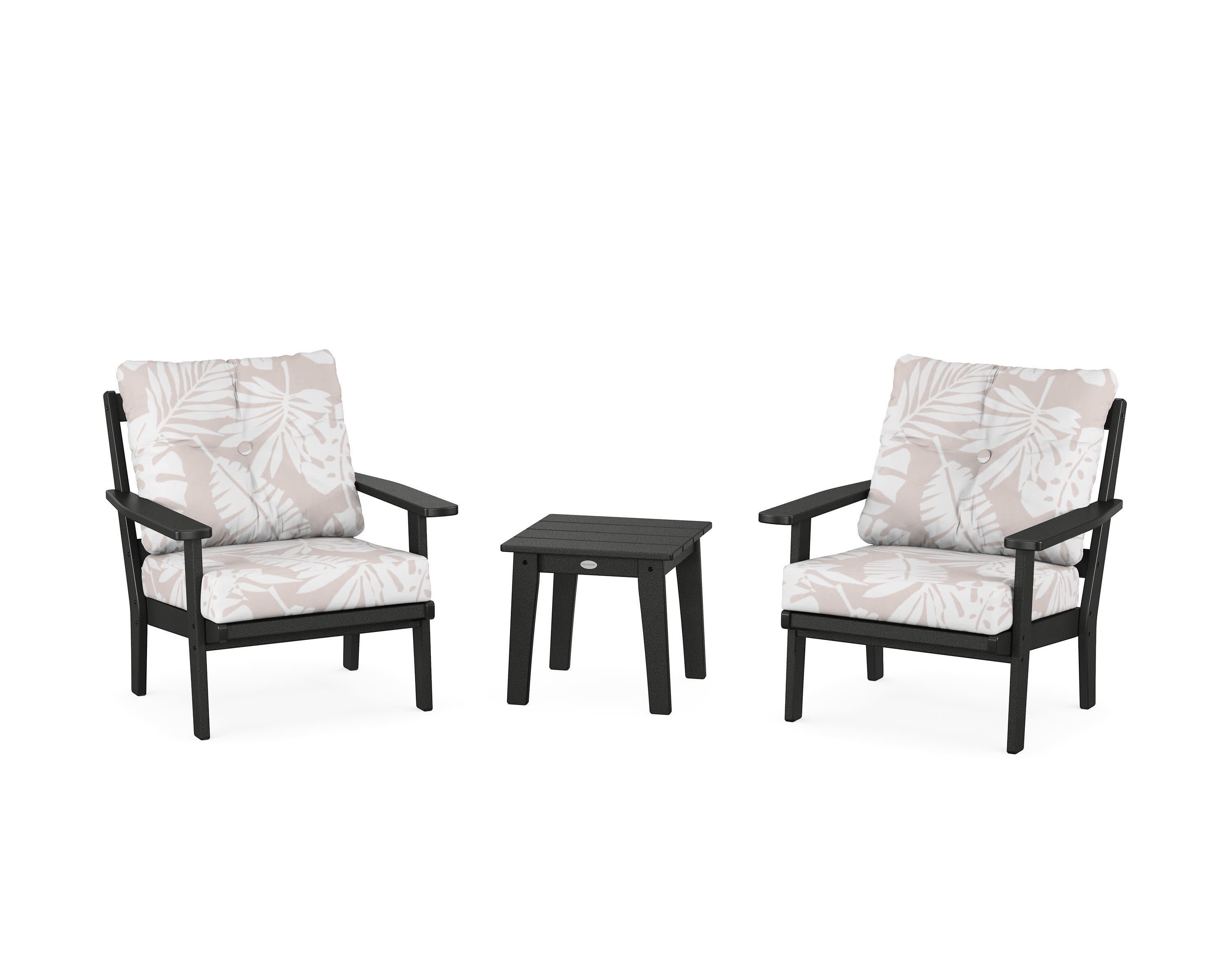 Prairie 3-Piece Deep Seating Set in Black / Leaf Dune Burlap