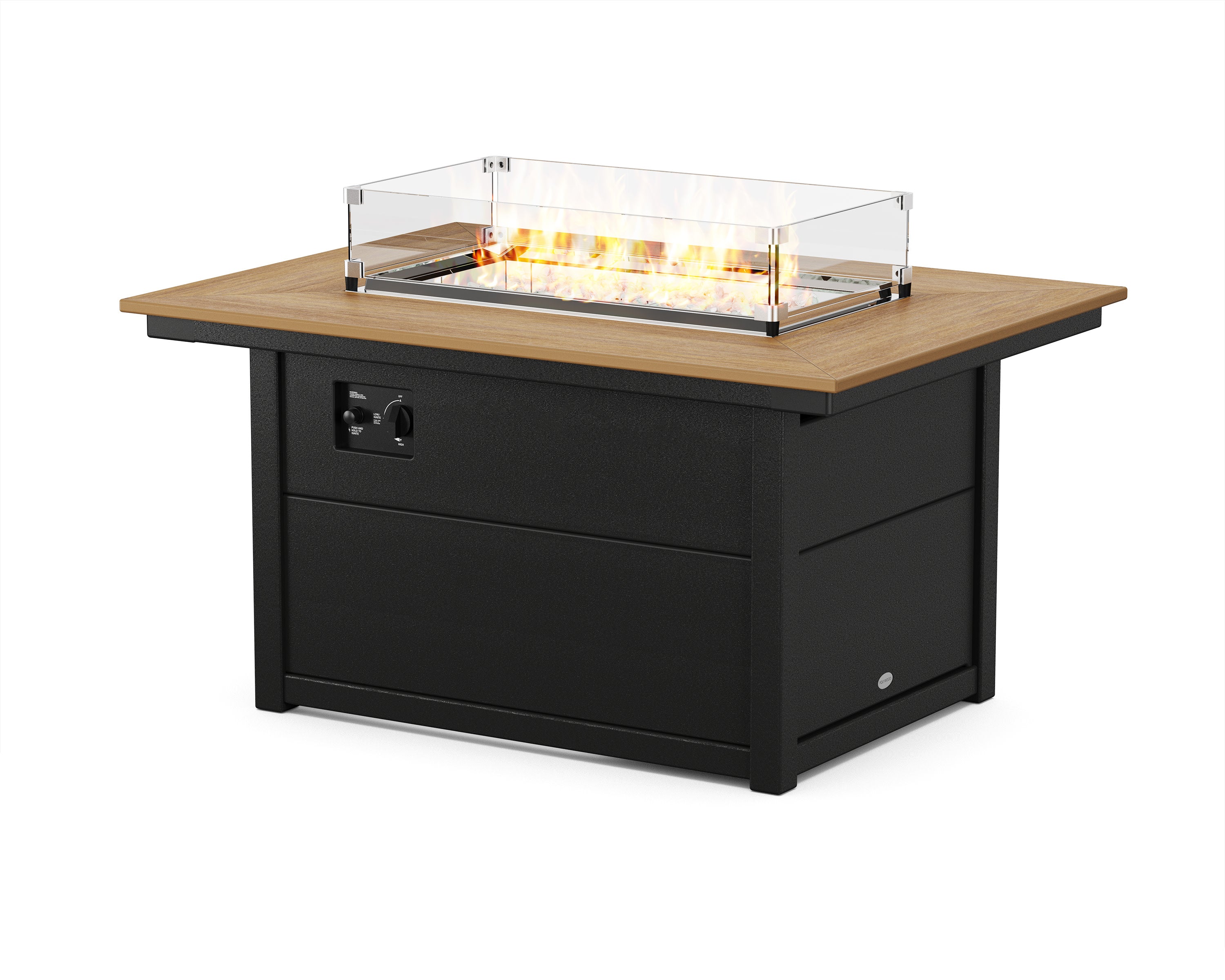 Rectangle 34" X 46" Fire Pit Table in Black / Natural