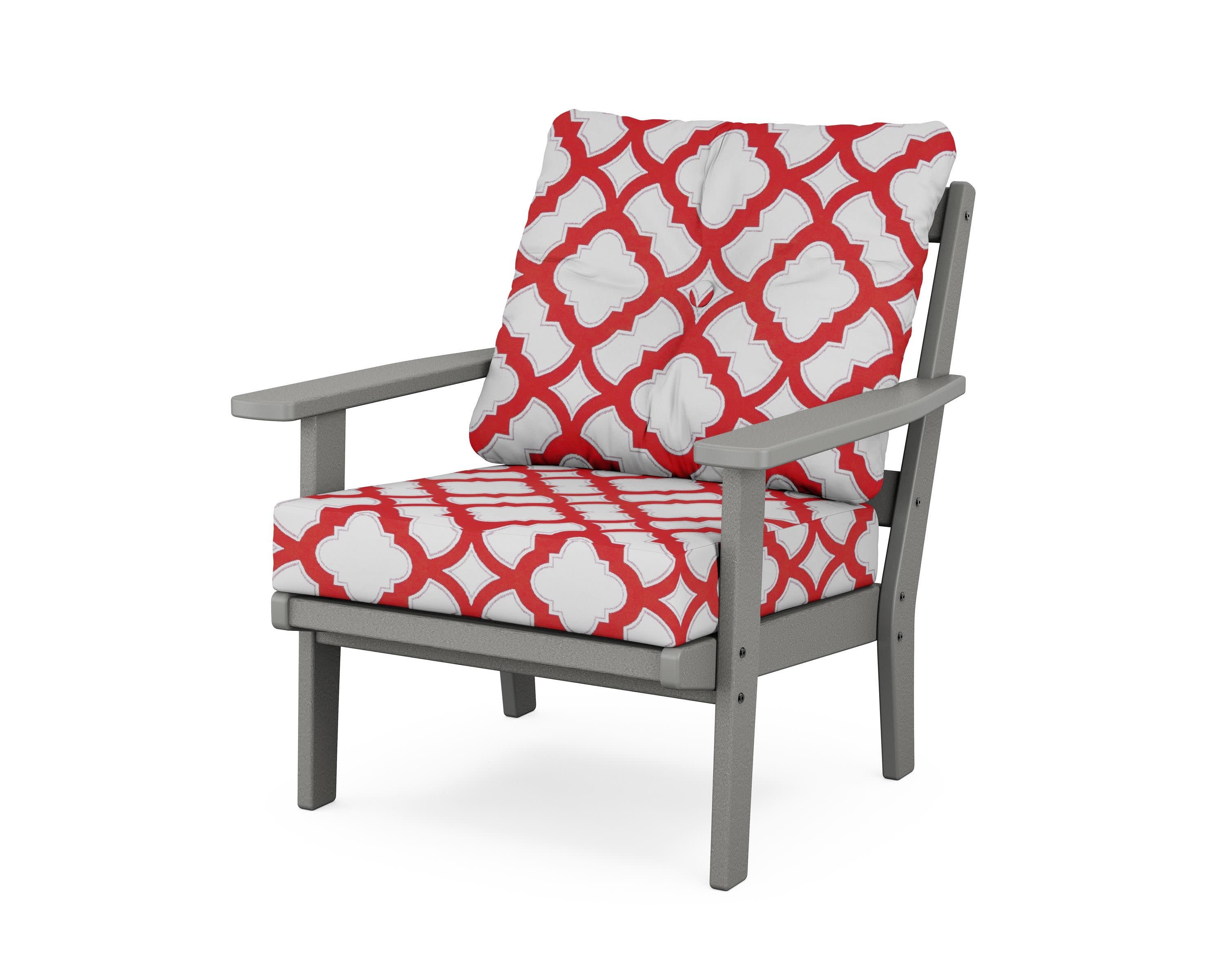 Prairie Deep Seating Chair in Slate Grey / Trellis Crimson