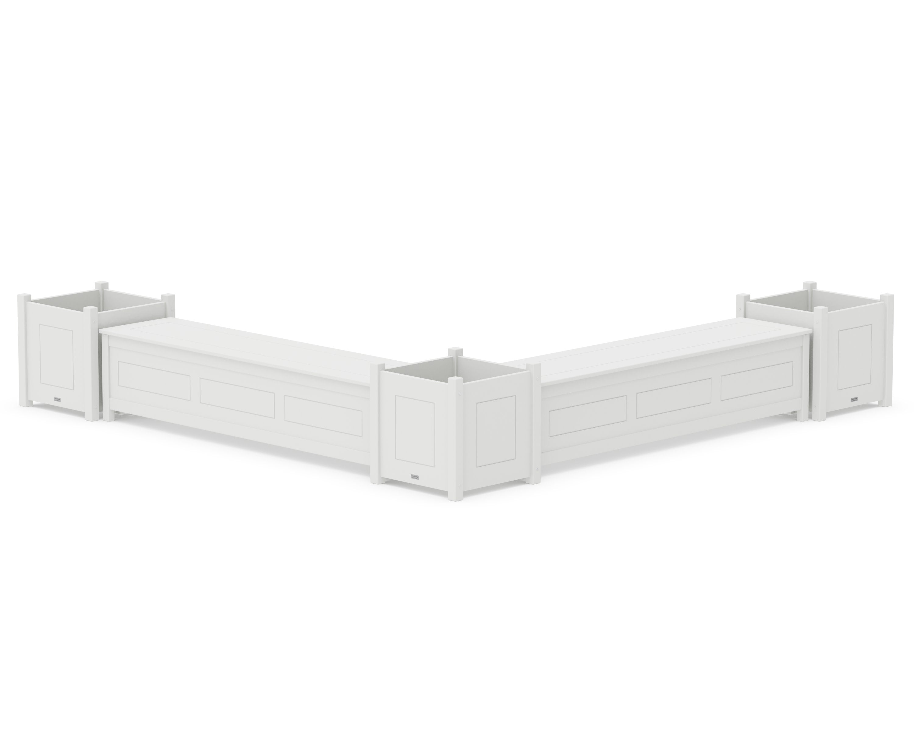 72" Country Living L- Shaped Planter Storage Bench Corner Set- Large in White