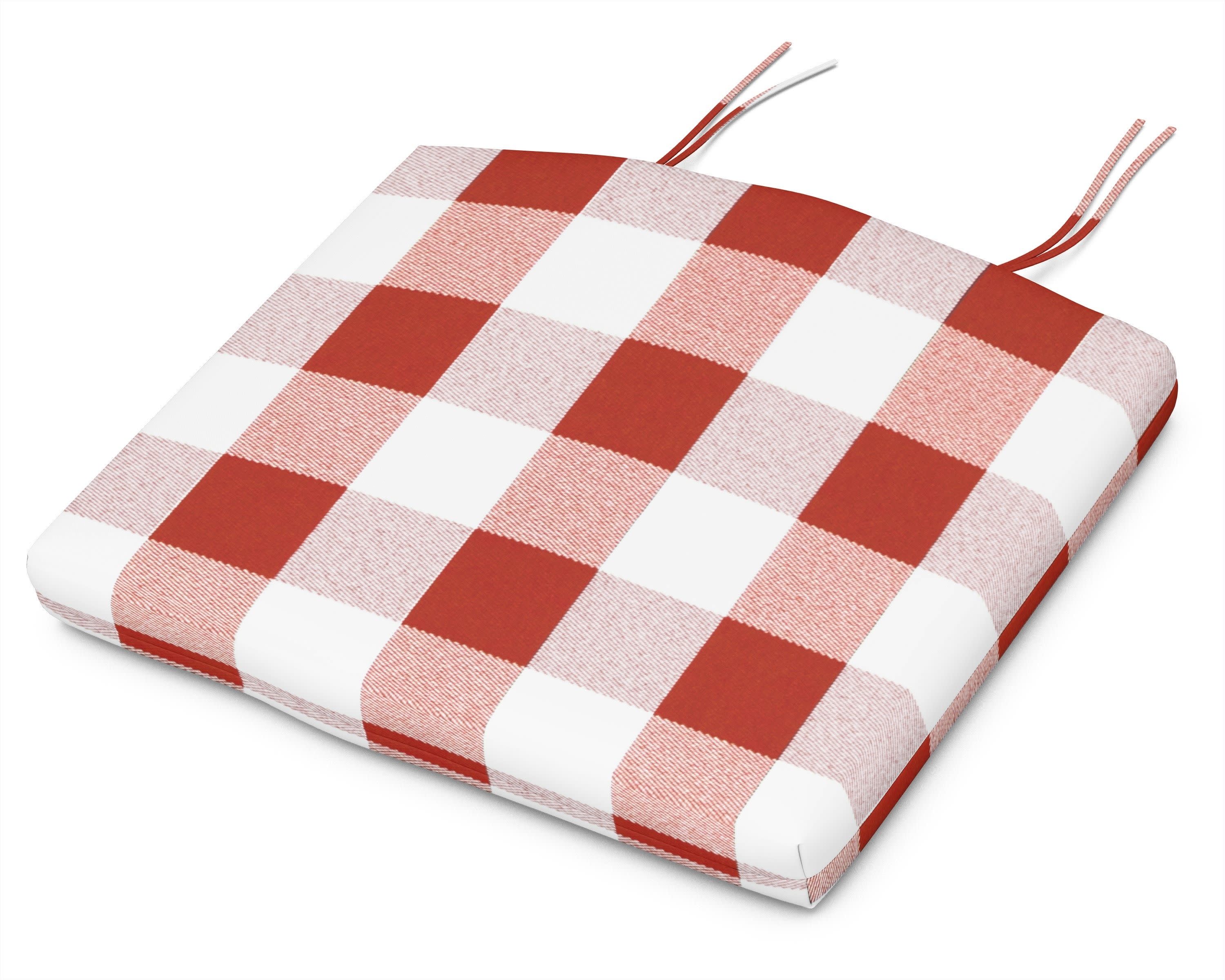 Standard Seat Cushion 18"D x 22"W x 2.5"H in Buffalo Plaid Crimson