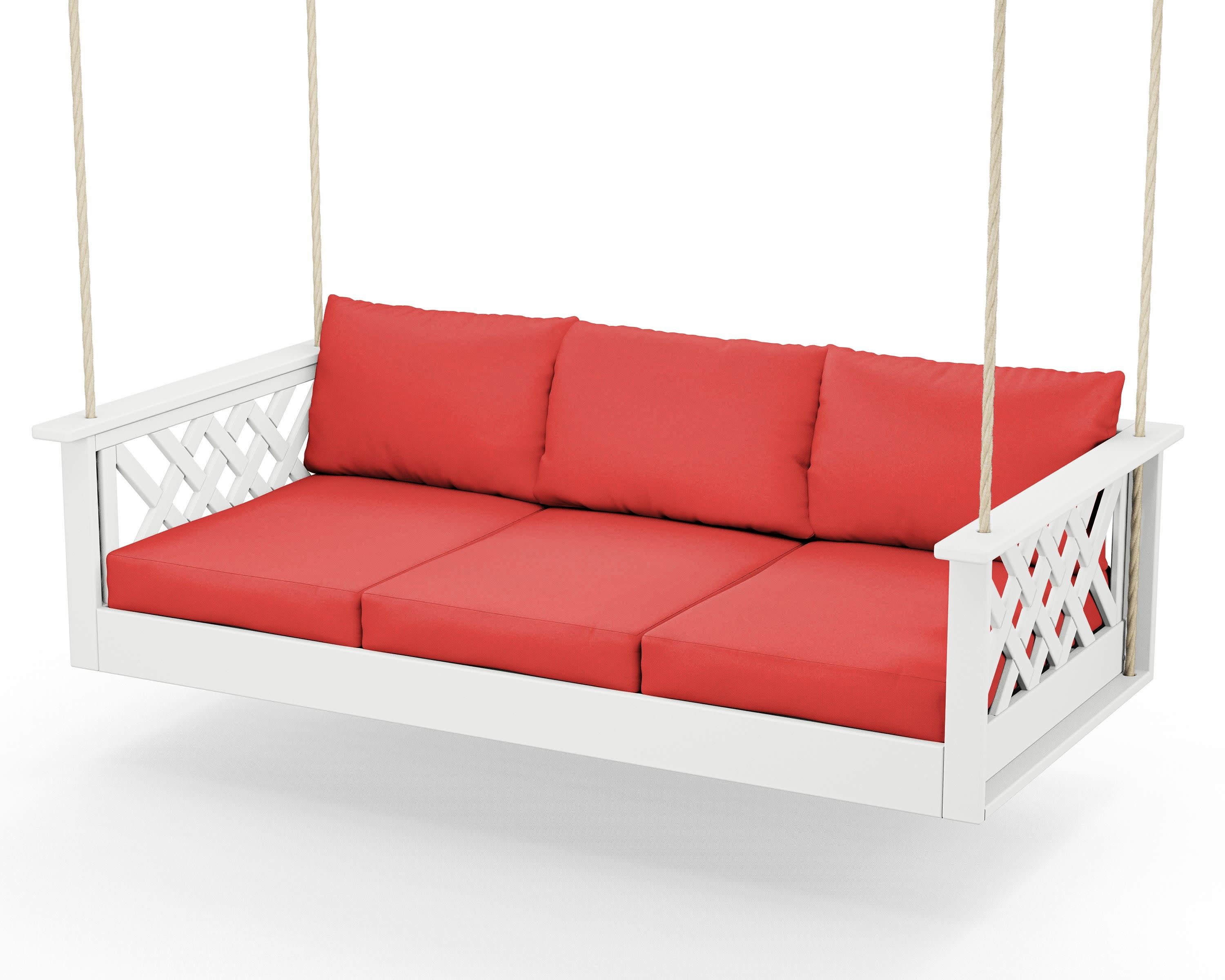Wovendale Daybed Swing in White / Crimson Linen