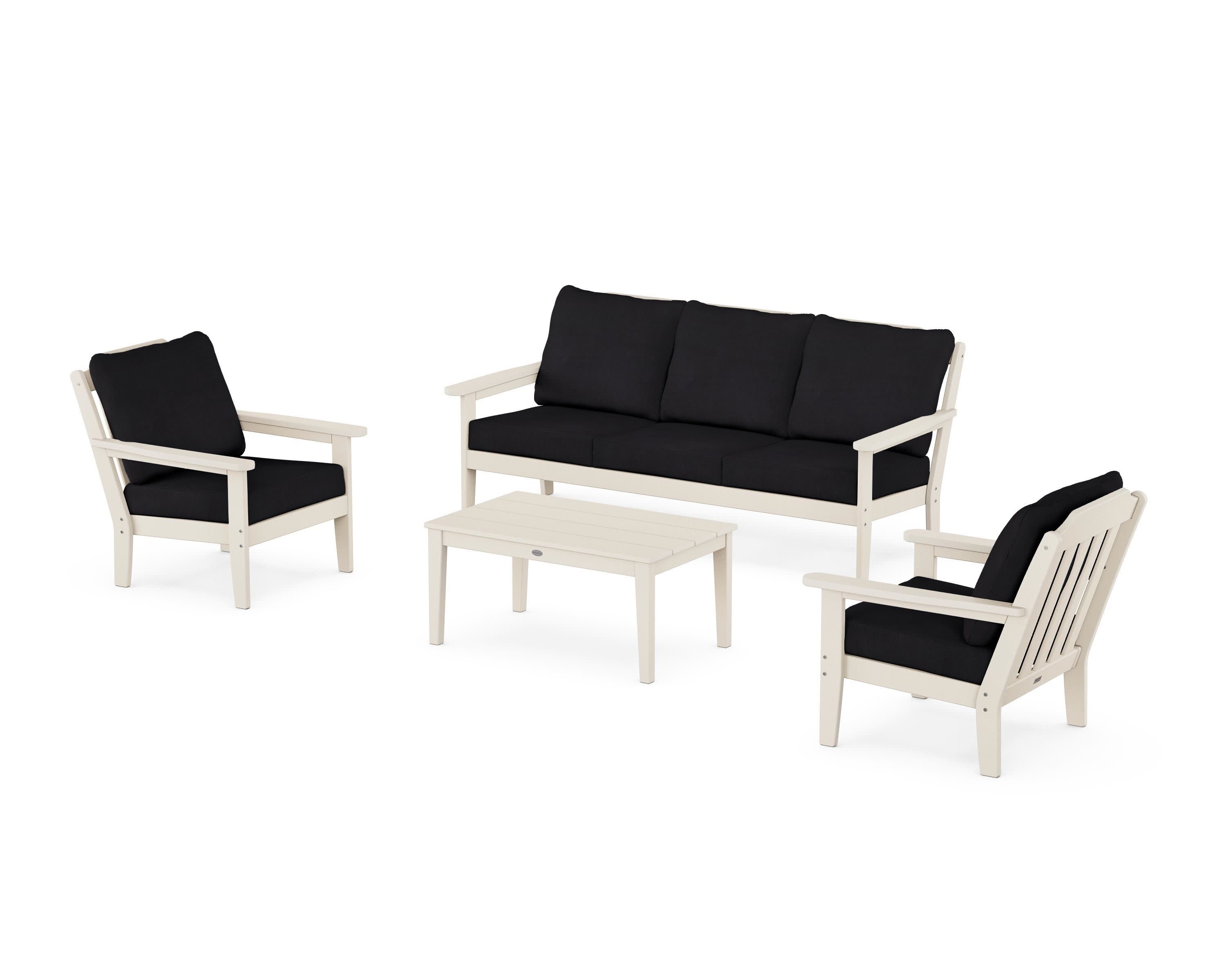Cottage 4-Piece Deep Seating Set with Sofa in Sand / Midnight Linen