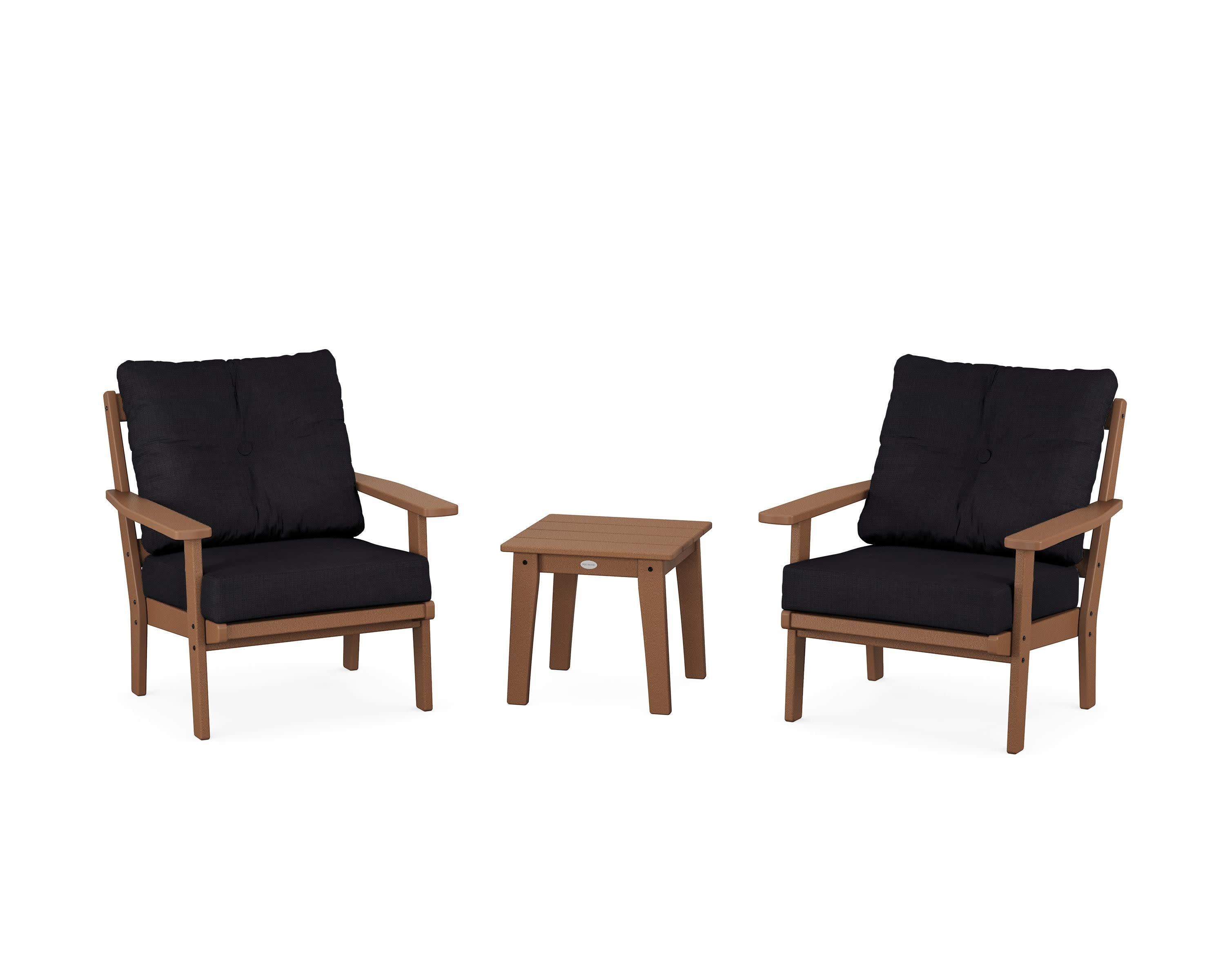 Prairie 3-Piece Deep Seating Set in Teak / Midnight Linen