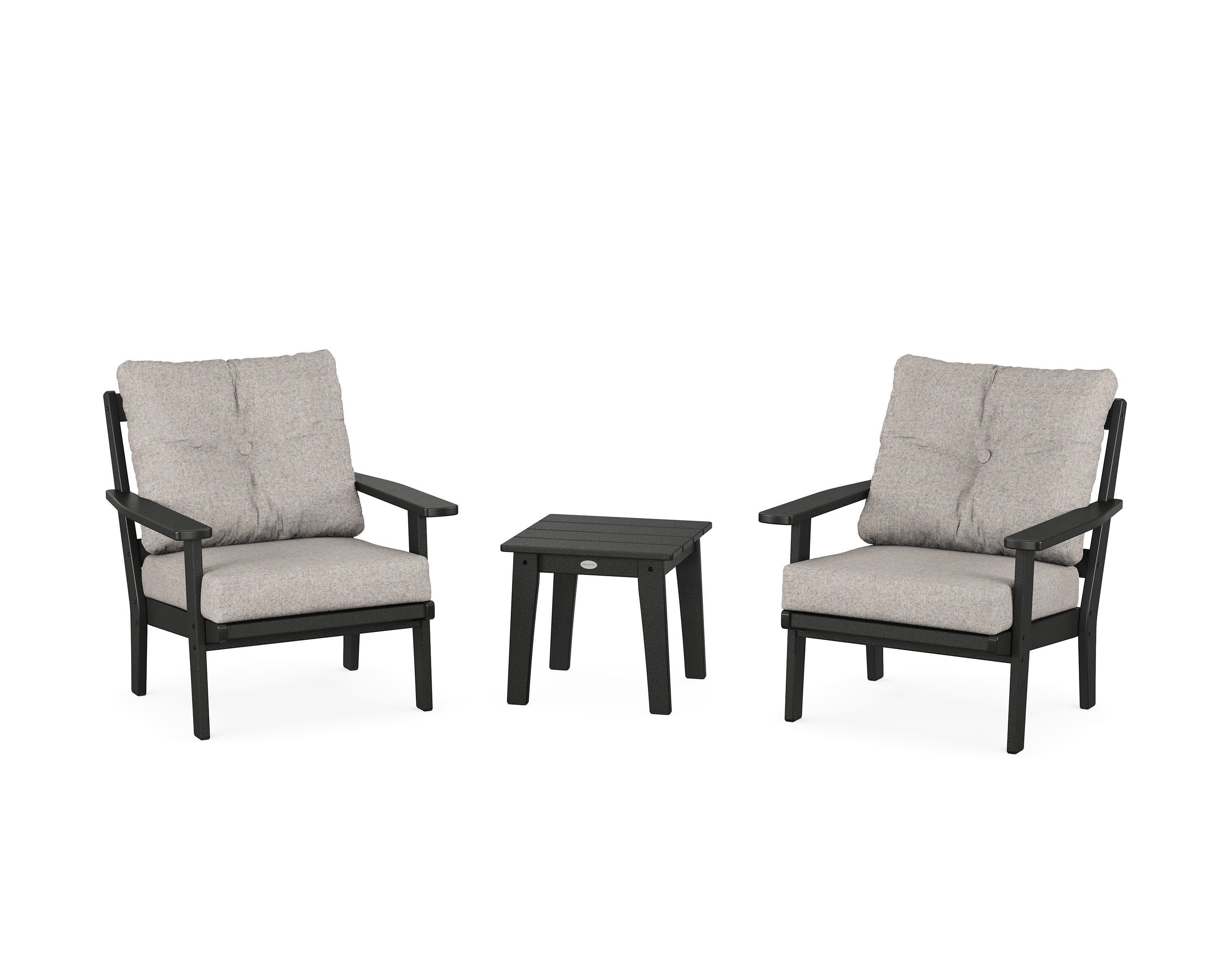 Prairie 3-Piece Deep Seating Set in Black / Weathered Tweed