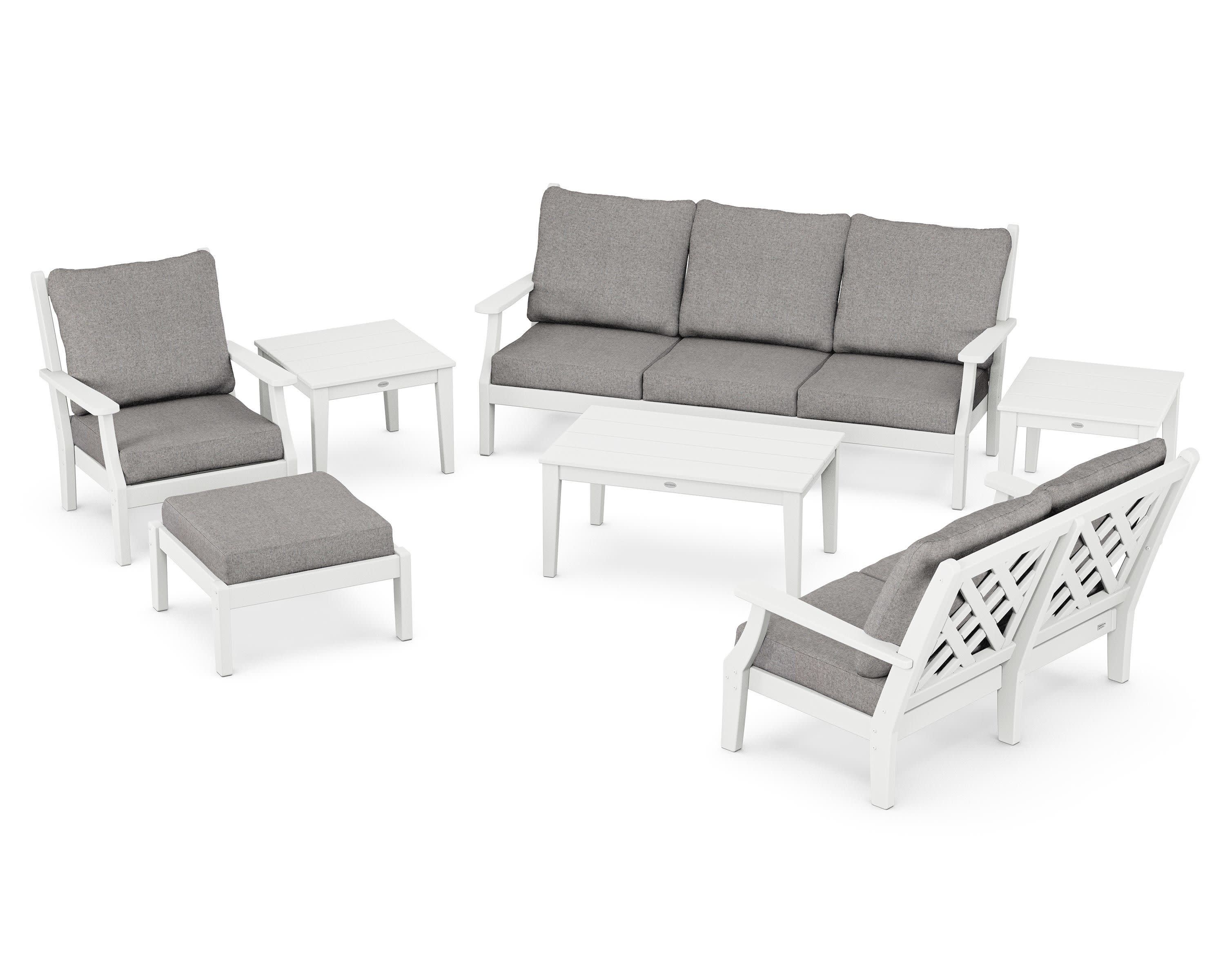 Wovendale 7-Piece Deep Seating Set in White / Grey Mist