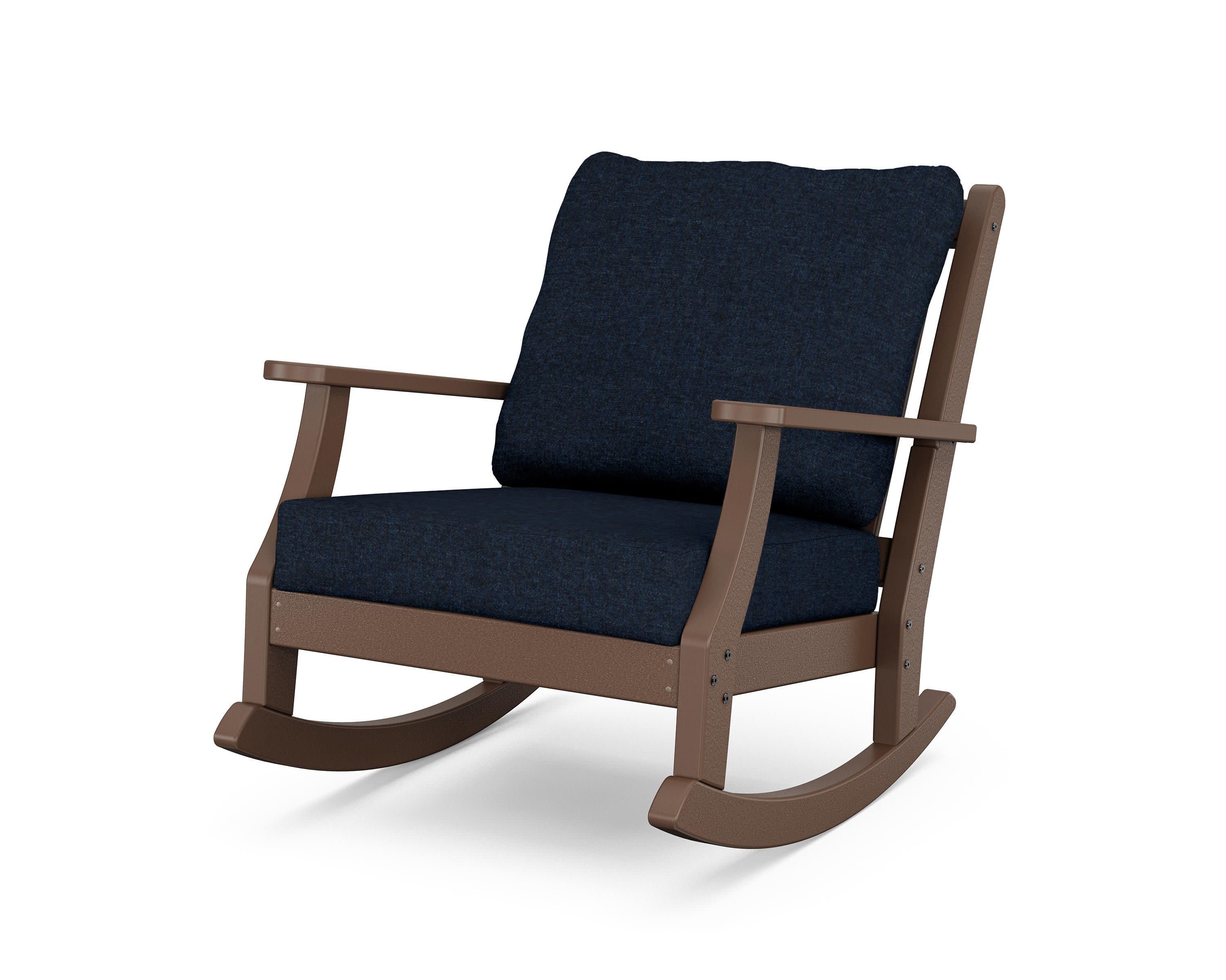 Wovendale Deep Seating Rocking Chair in Mahogany / Marine Indigo