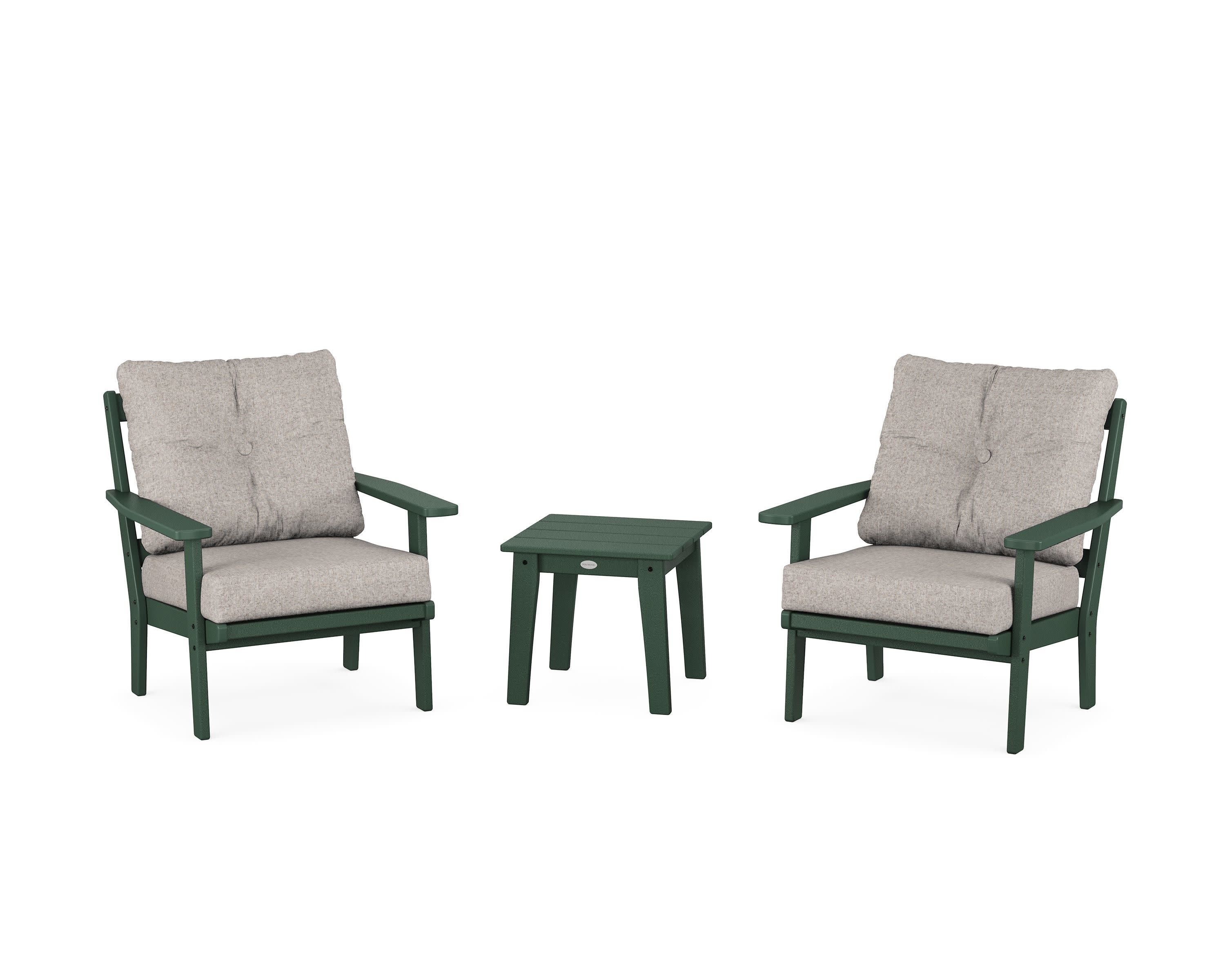 Prairie 3-Piece Deep Seating Set in Green / Weathered Tweed
