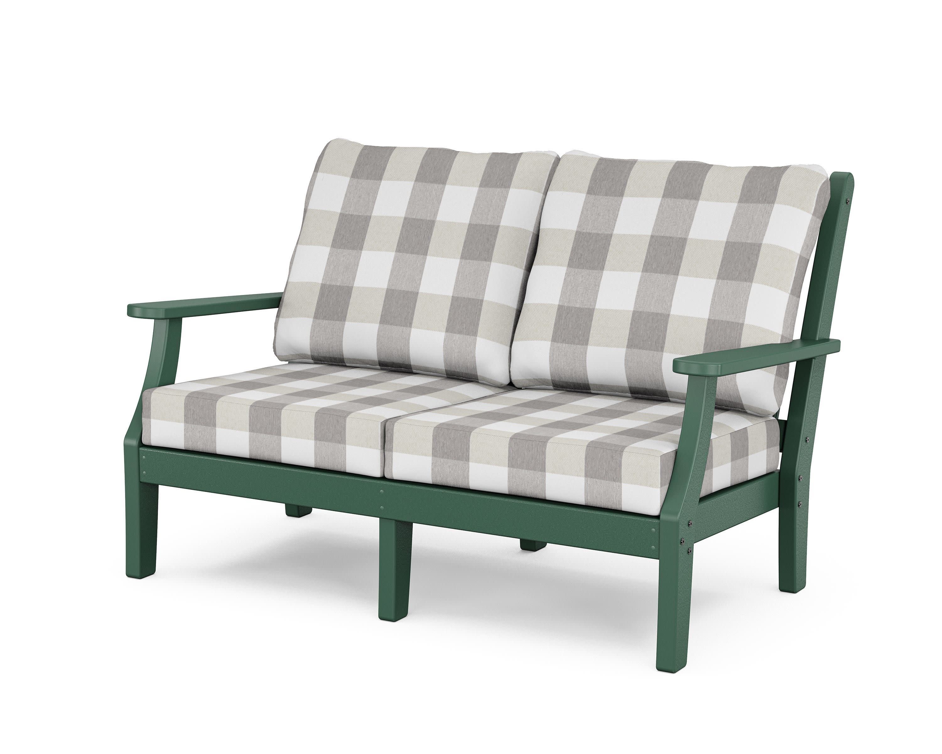 Wovendale Deep Seating Loveseat in Green / Buffalo Plaid Grey Mist