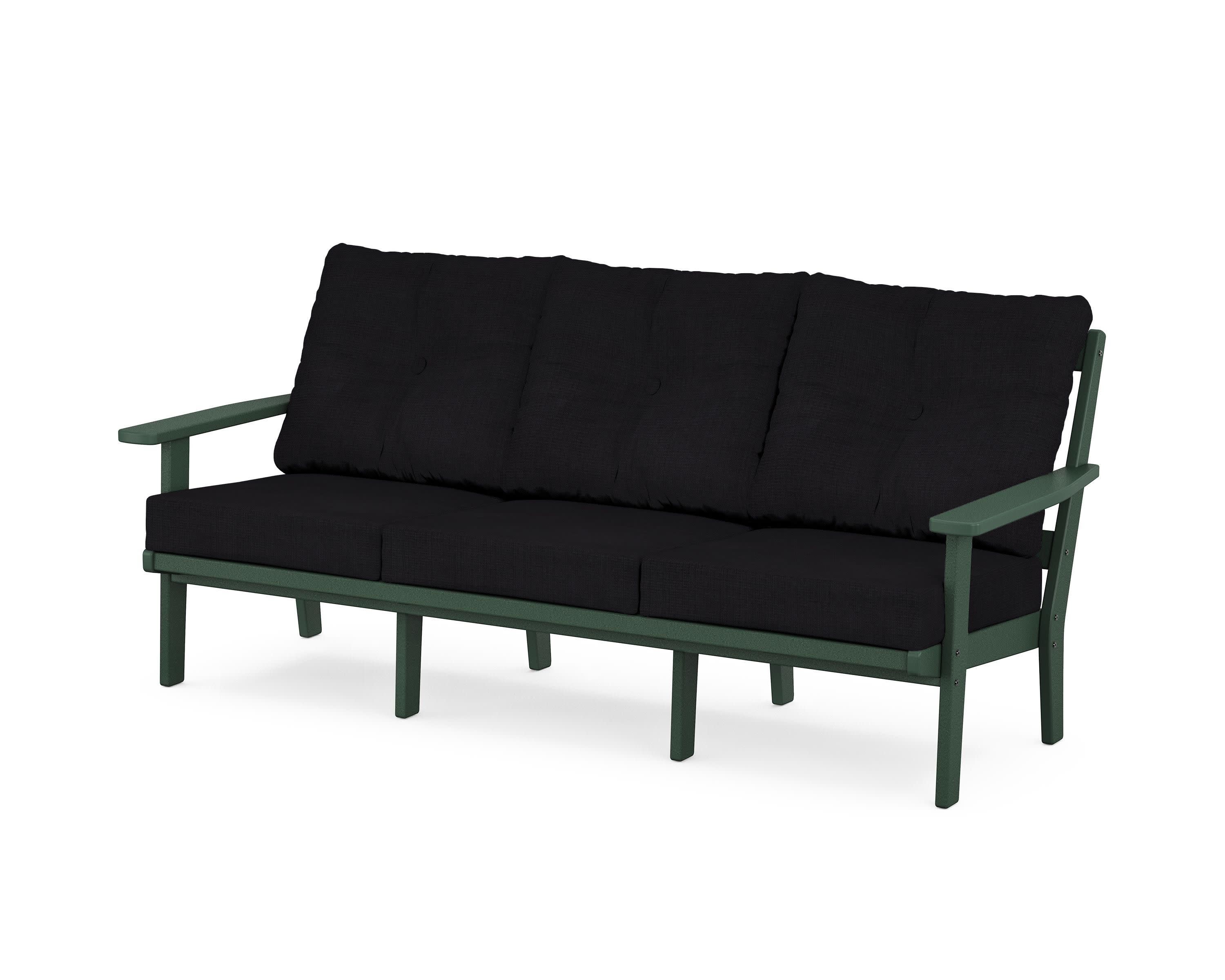 PrairieDeep Seating Sofa in Green / Midnight Linen