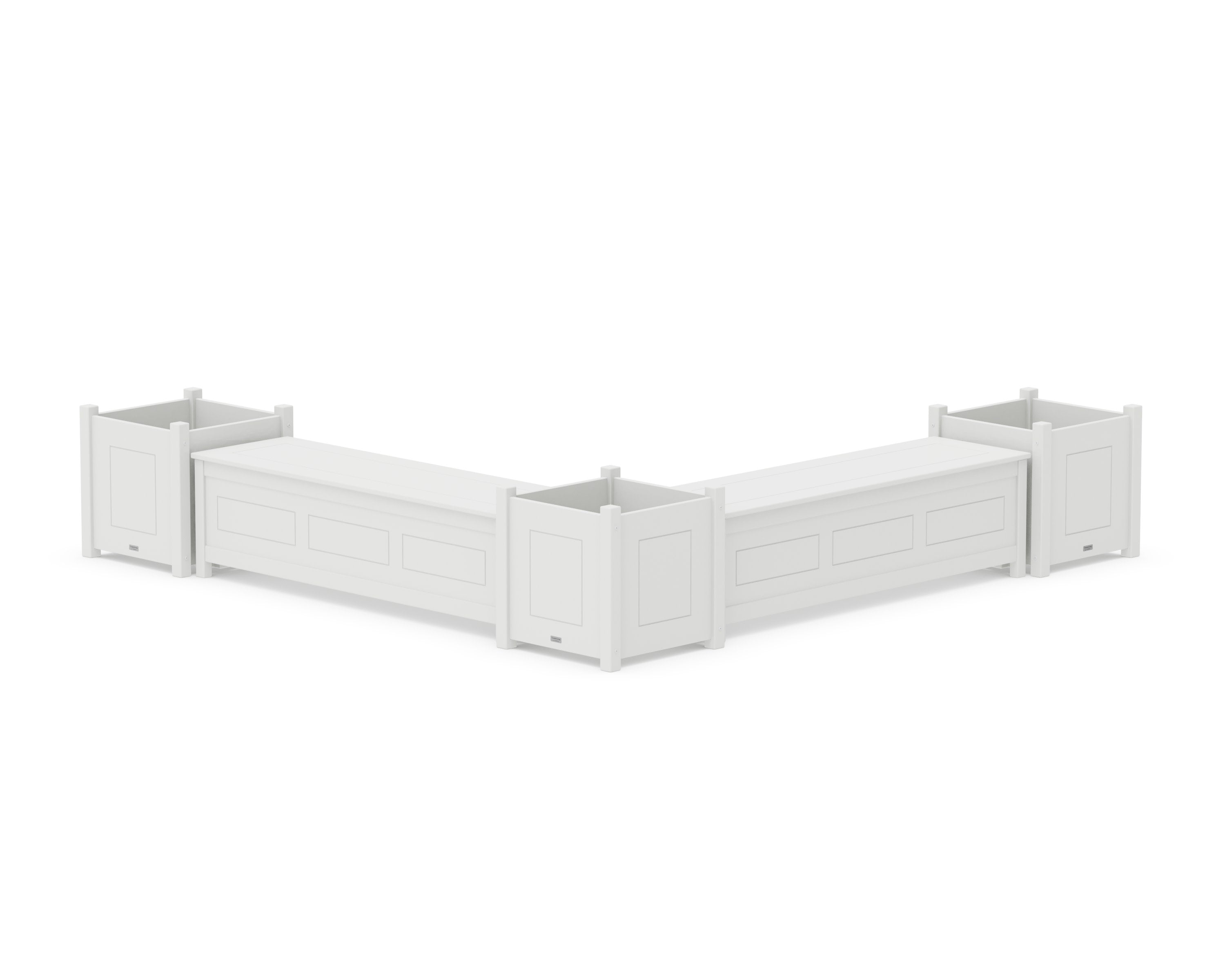 60" Country Living L- Shaped Planter Storage Bench Corner Set- Large in White